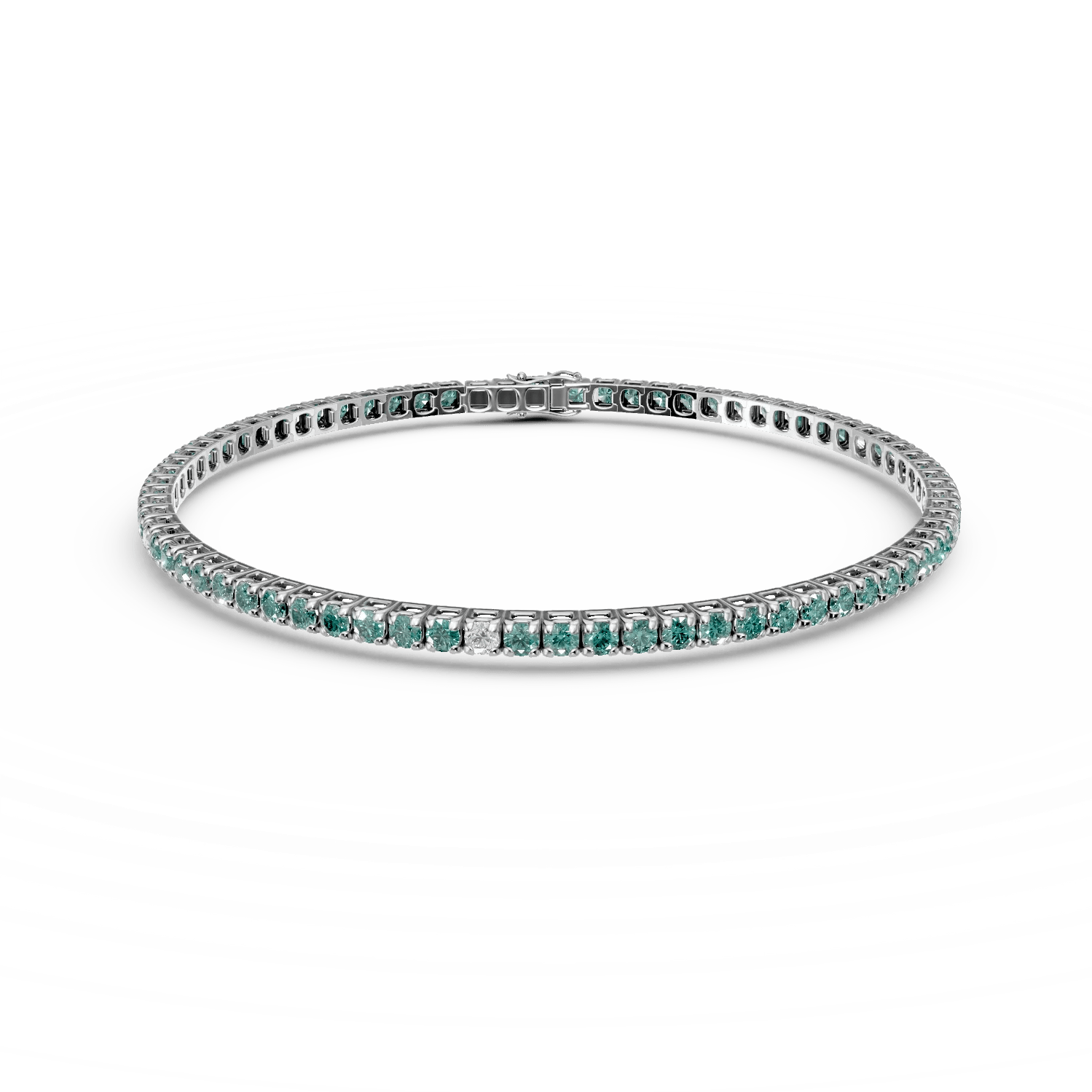 Brățară din aur alb cu smaralde de 1.4ct și diamante de 0.1ct Brățară din aur alb cu smaralde de 1.4ct și diamante de 0.1ct