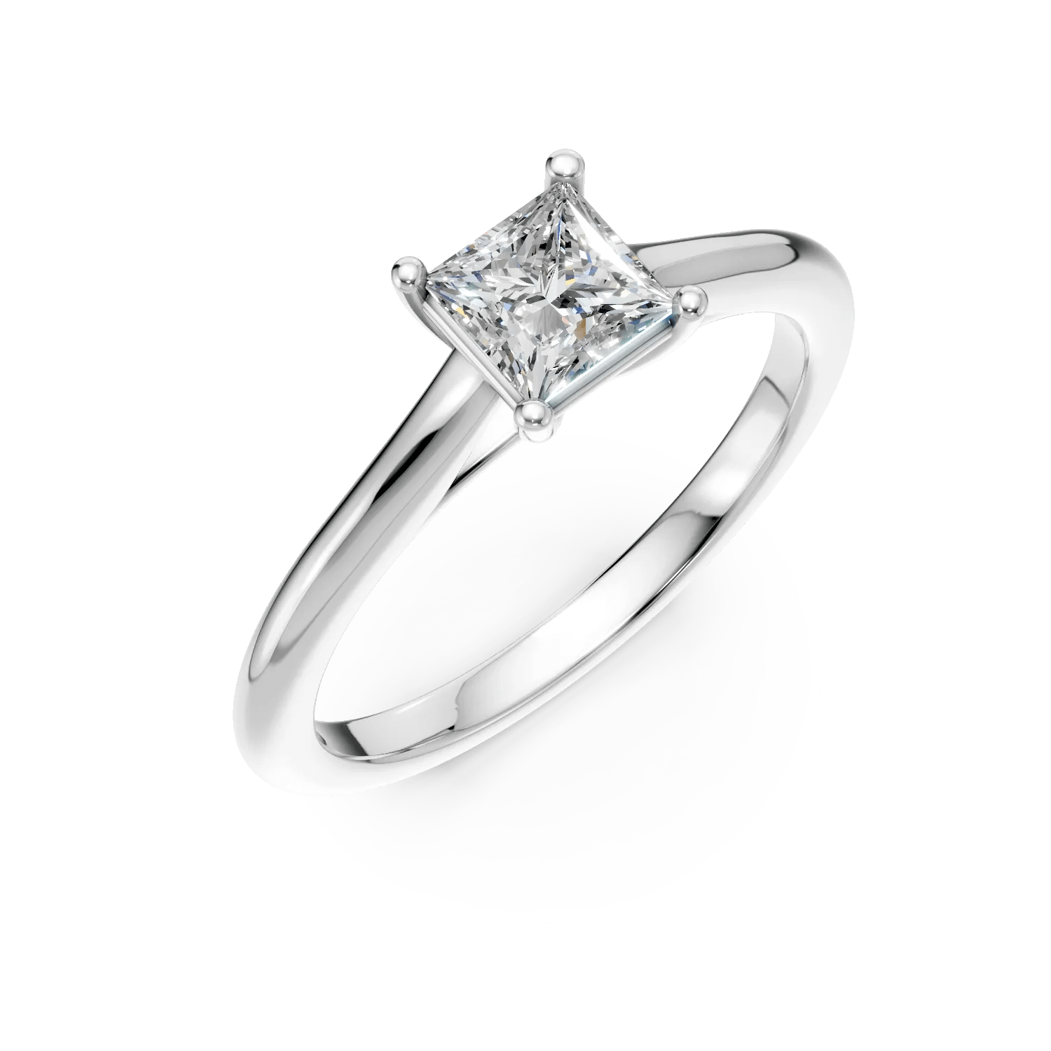 Inel de logodnă din platină cu diamant princess solitaire de 0.6ct Inel de logodnă din platină cu diamant princess solitaire de 0.6ct