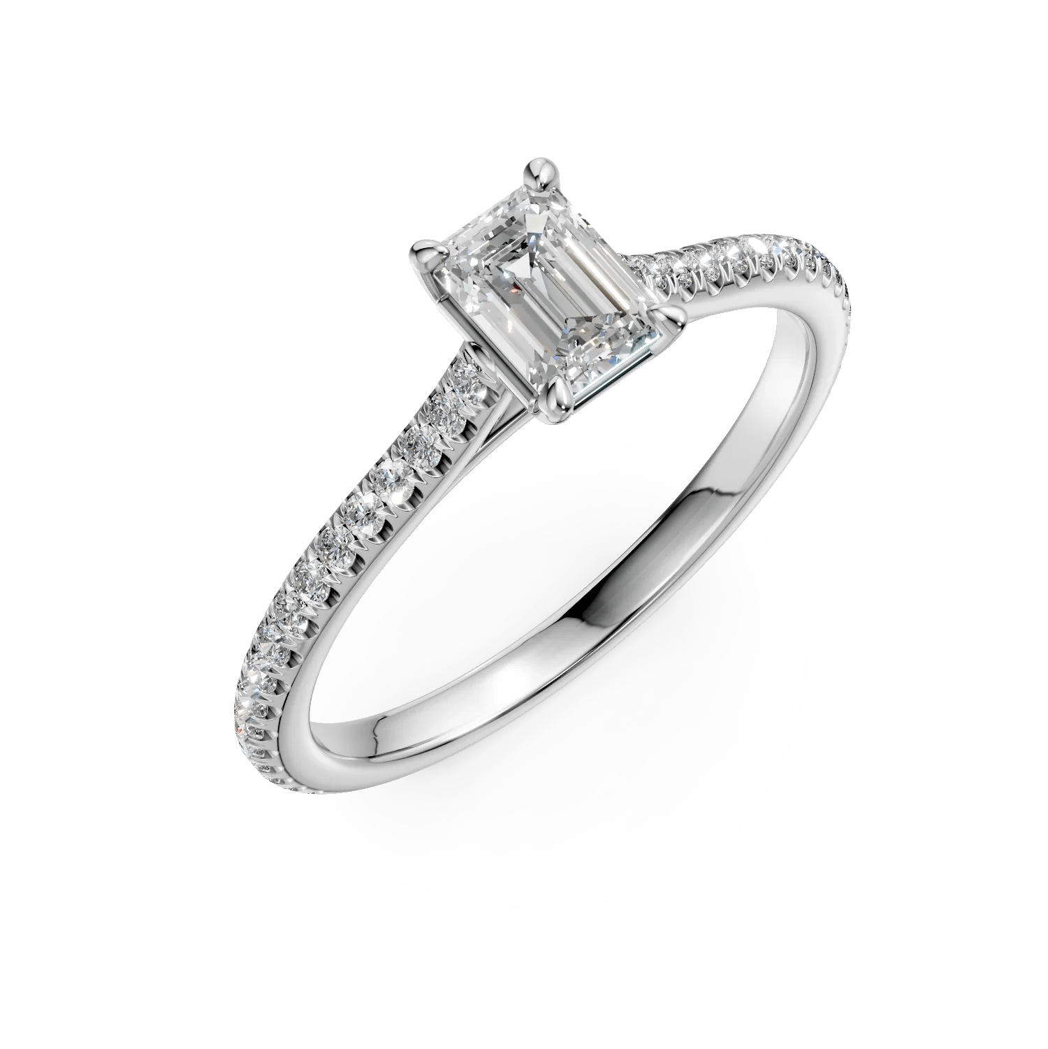 Inel logodnă platină cu diamant emerald 0.5ct și diamante 0.2ct Inel logodnă platină cu diamant emerald 0.5ct și diamante 0.2ct