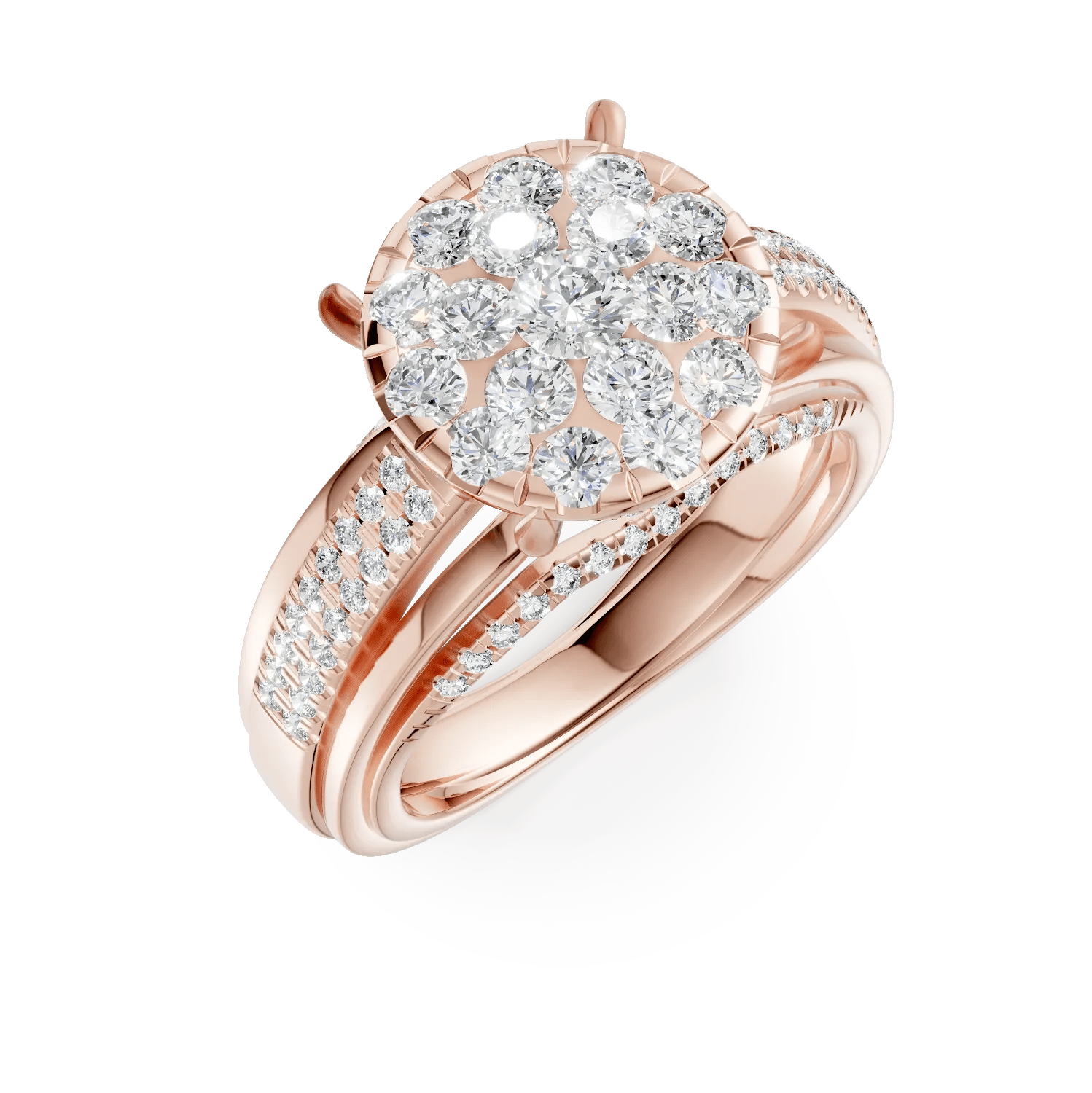 Inel de logodnă aur roz cu diamante 0.8ct Inel de logodnă aur roz cu diamante 0.8ct