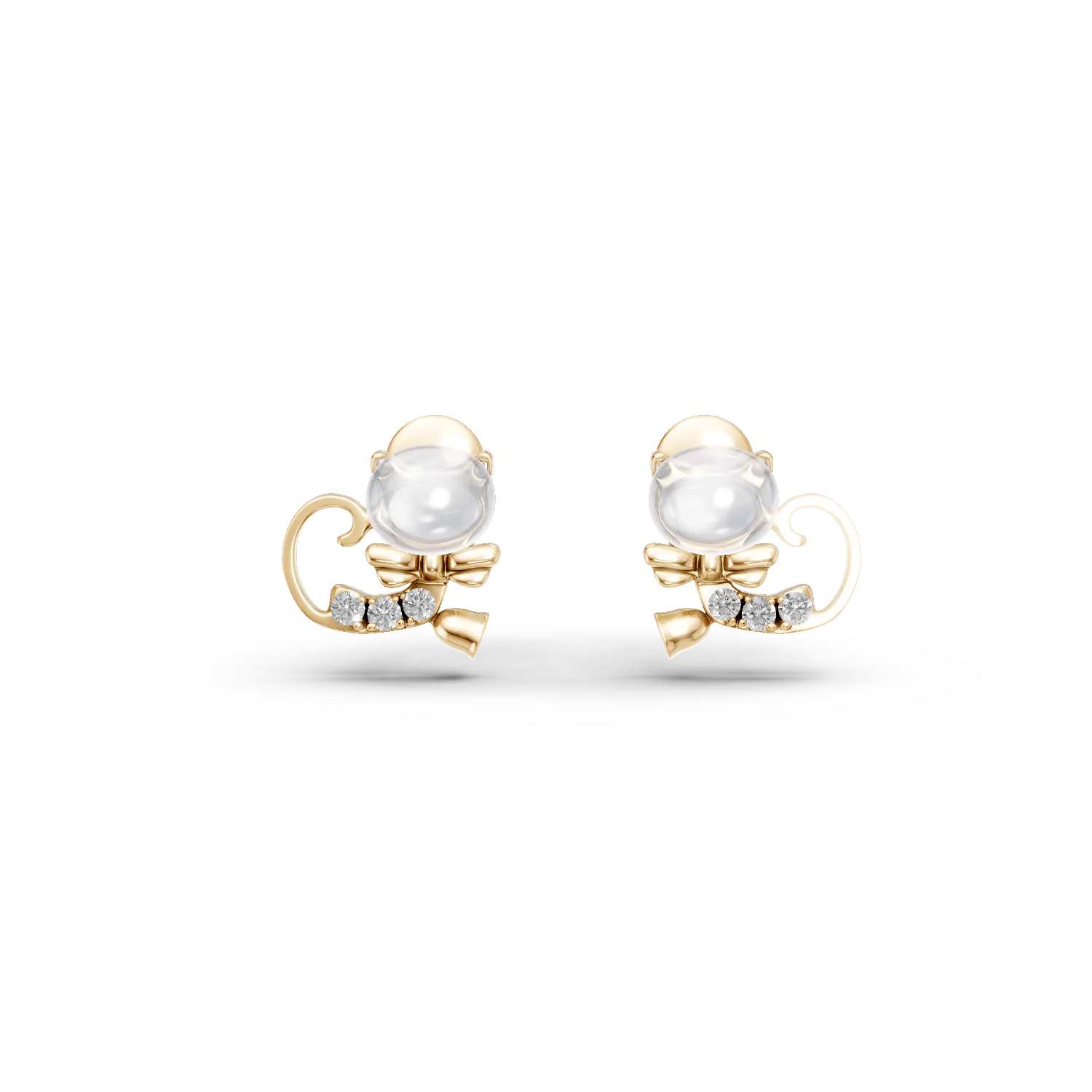 Cercei pisicute din aur galben cu topaze albe de 0.63ct şi diamante round de 0.035ct pentru copii – Teilor Cercei pisicute din aur galben cu topaze albe de 0.63ct şi diamante round de 0.035ct pentru copii – Teilor