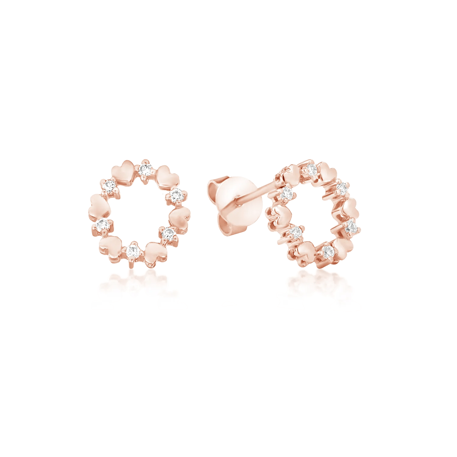 Cercei din aur roz cu diamante de 0.102ct Cercei din aur roz cu diamante de 0.102ct