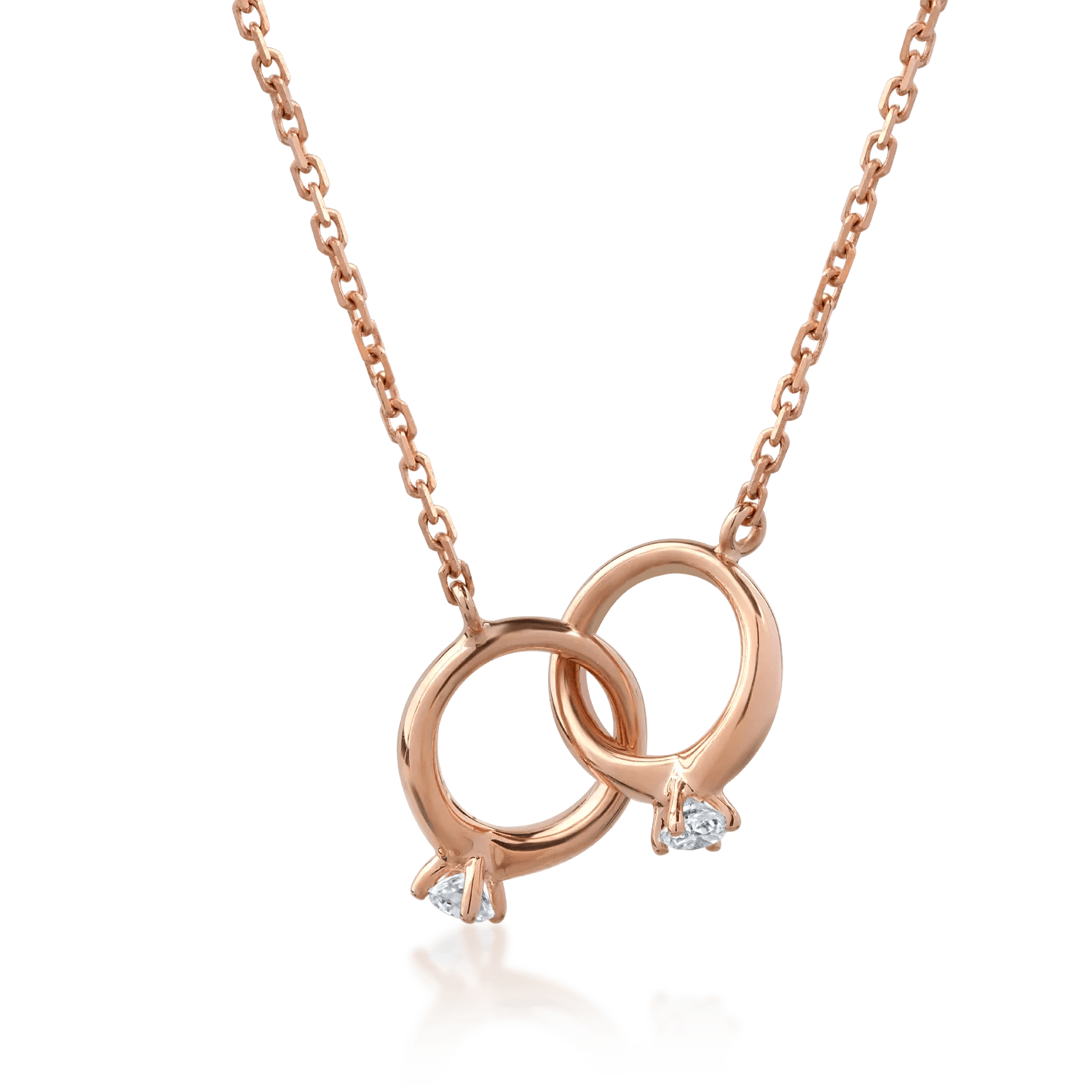 Lanț cu pandantiv din aur roz cu diamante de 0.048ct Lanț cu pandantiv din aur roz cu diamante de 0.048ct