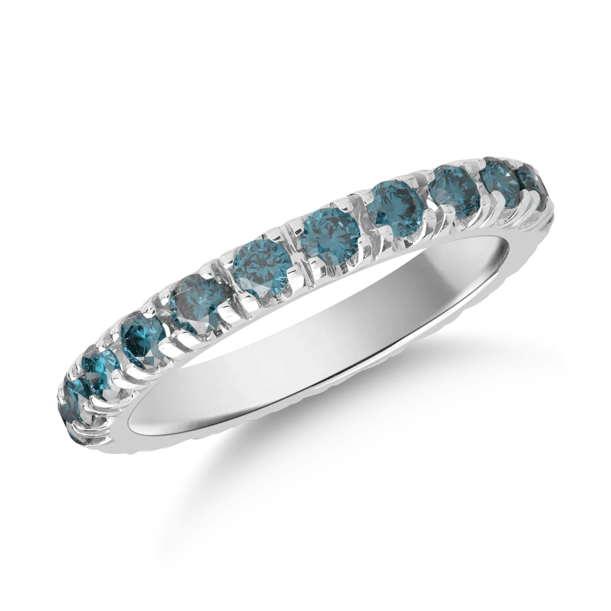 Inel eternity din aur alb cu diamante albastre de 2.4ct Inel eternity din aur alb cu diamante albastre de 2.4ct