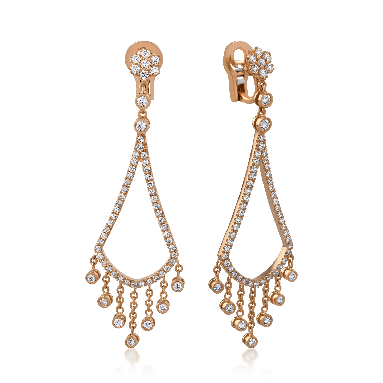 Cercei din aur roz cu diamante de 1.91ct Cercei din aur roz cu diamante de 1.91ct