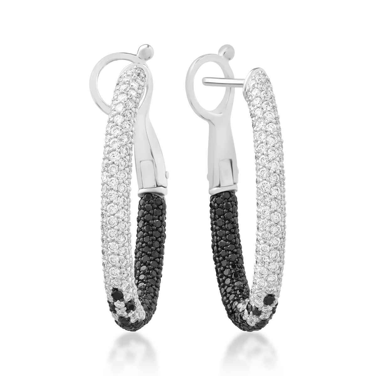 Cercei din aur alb cu diamante negre 1.09ct și diamante transparente 1.39ct Cercei din aur alb cu diamante negre 1.09ct și diamante transparente 1.39ct
