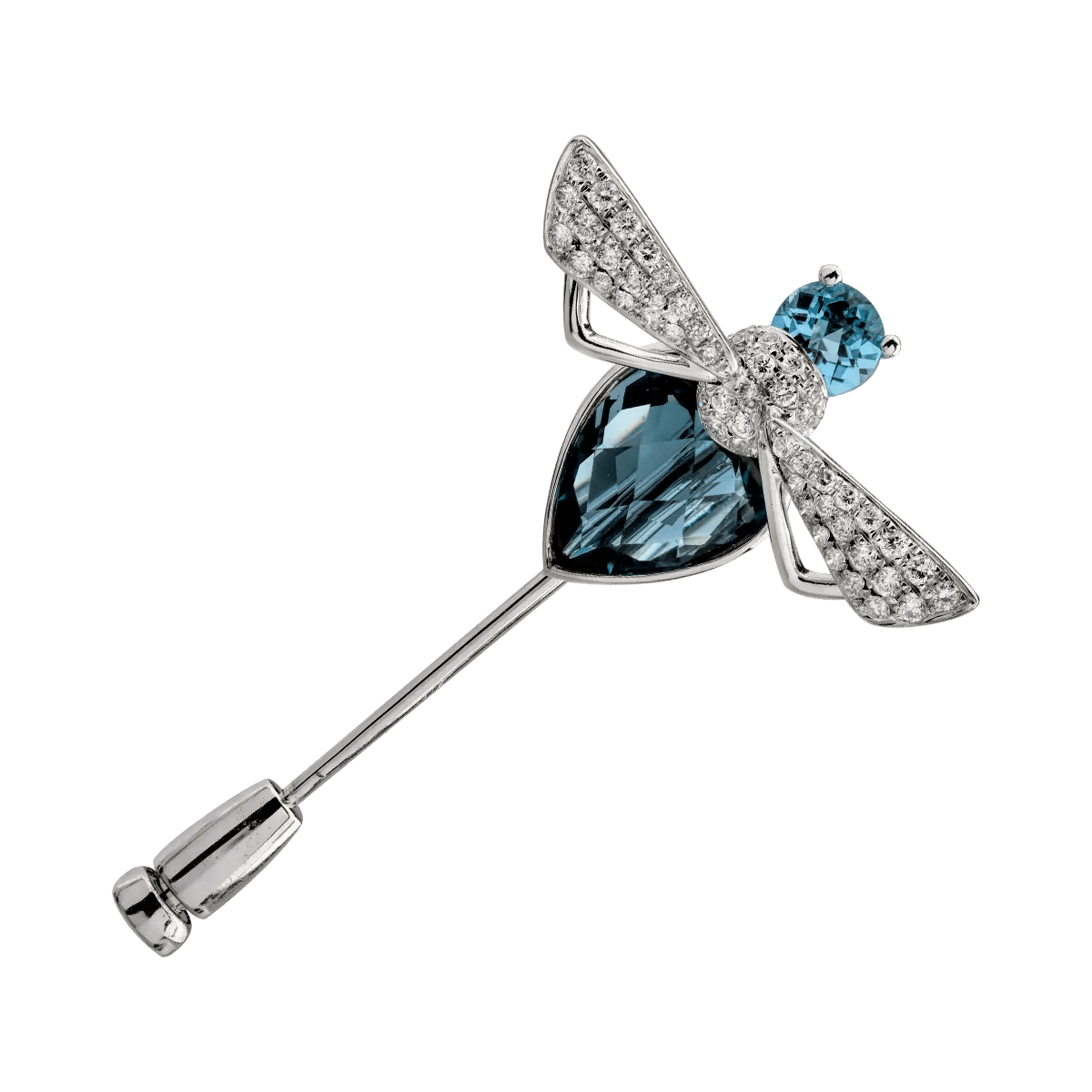 Brosă libelulă din aur alb cu pietre prețioase și semiprețioase de 6.1ct Brosă libelulă din aur alb cu pietre prețioase și semiprețioase de 6.1ct