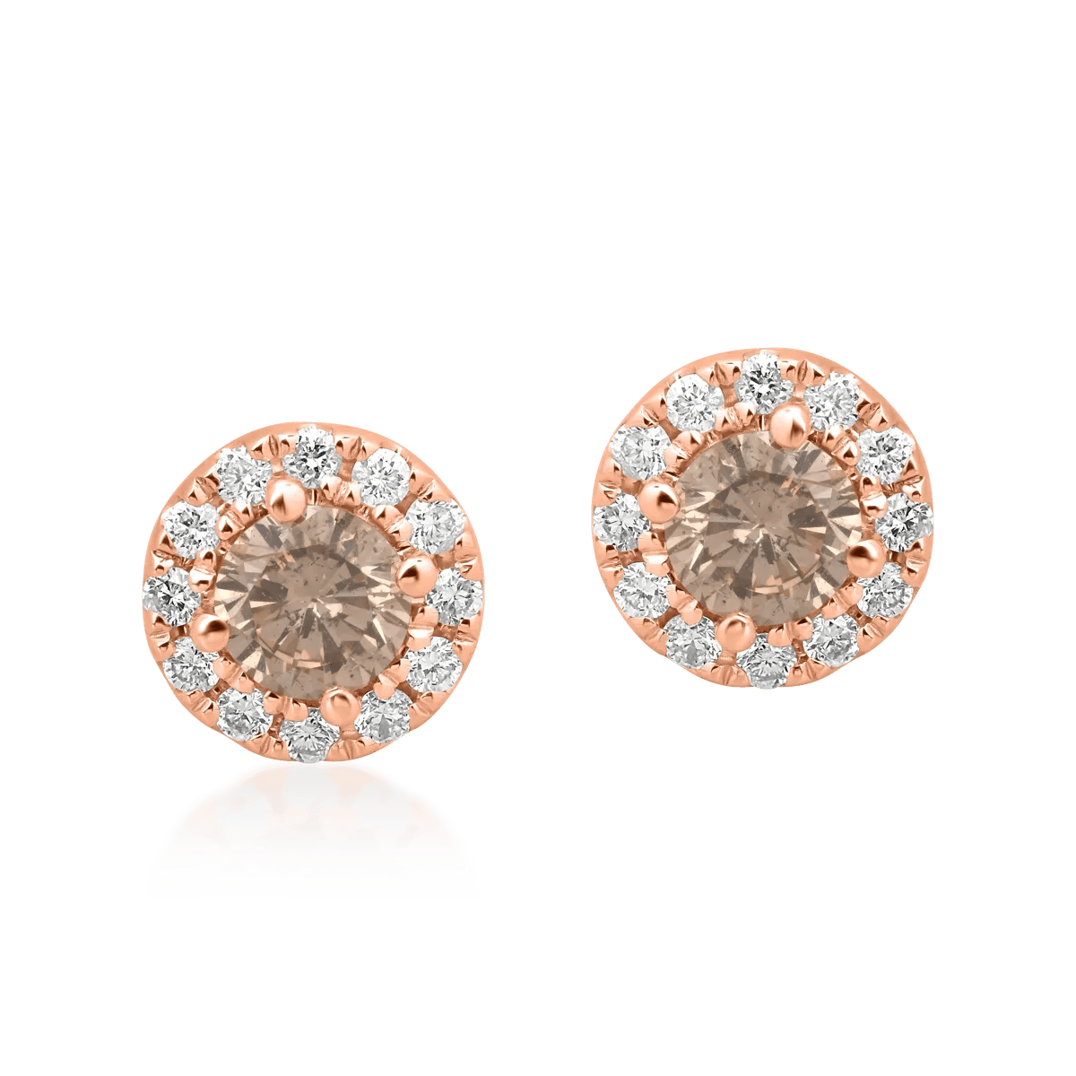 Cercei din aur roz cu diamante maro de 0.8ct și diamante transparente de 0.15ct – Teilor Cercei din aur roz cu diamante maro de 0.8ct și diamante transparente de 0.15ct – Teilor