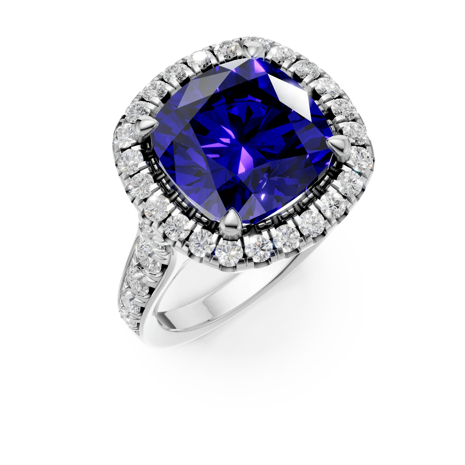 Inel din aur alb, tanzanit 9ct și diamante 1.4ct Inel din aur alb, tanzanit 9ct și diamante 1.4ct