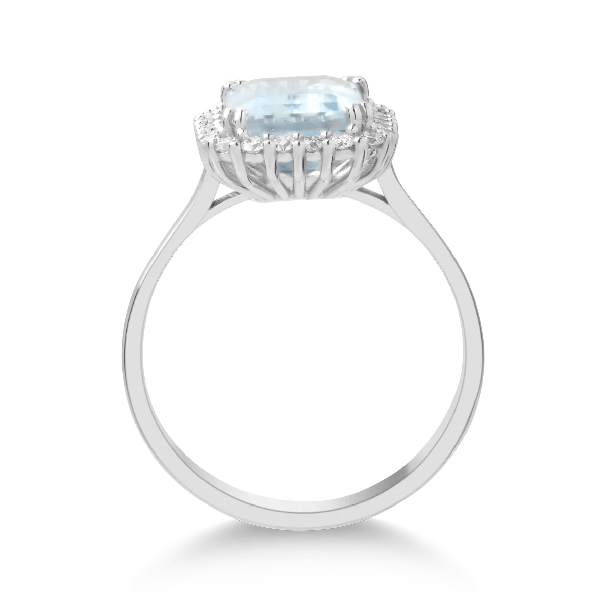 Inel din aur alb cu acvamarine și diamante Inel din aur alb cu acvamarine și diamante