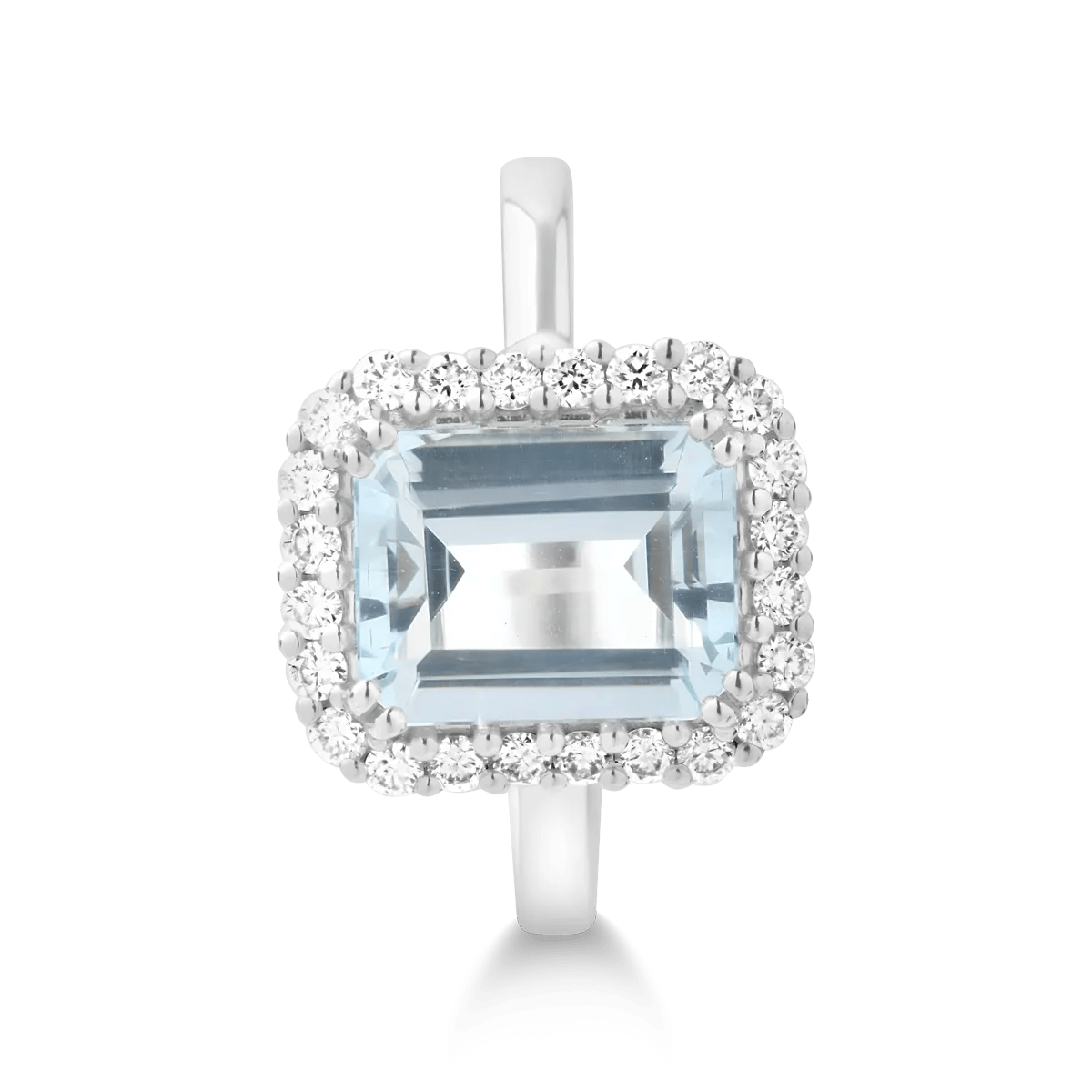Inel din aur alb cu acvamarine și diamante Inel din aur alb cu acvamarine și diamante