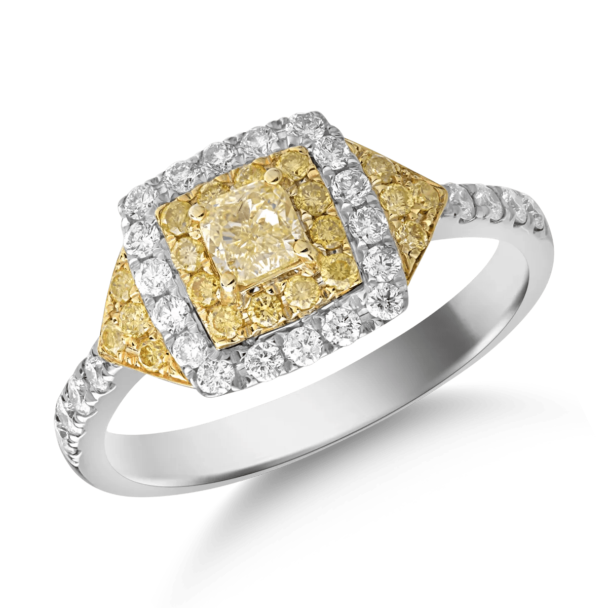 Inel din aur alb-galben cu diamante de 0.39ct și 0.54ct Inel din aur alb-galben cu diamante de 0.39ct și 0.54ct