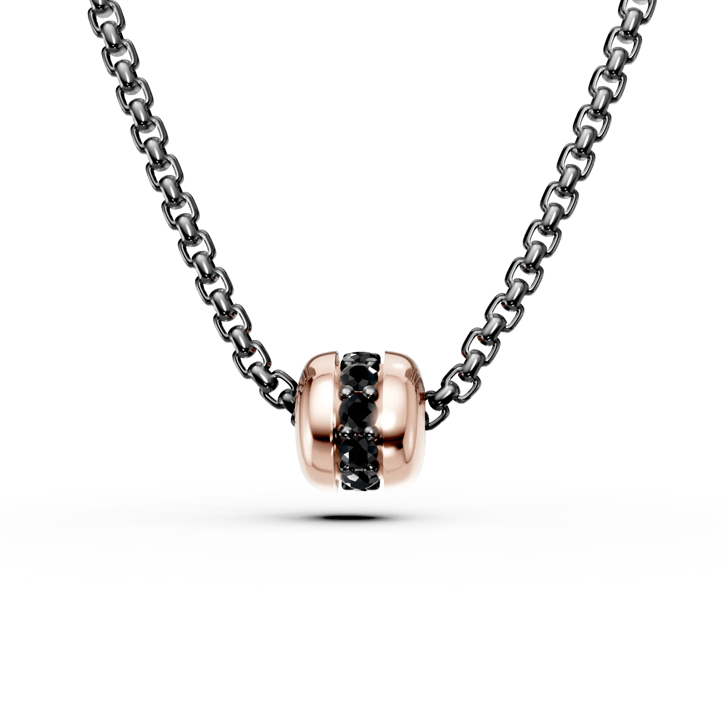 Lanț cu pandantiv aur roz-negru și zirconii negre pentru bărbați Lanț cu pandantiv aur roz-negru și zirconii negre pentru bărbați