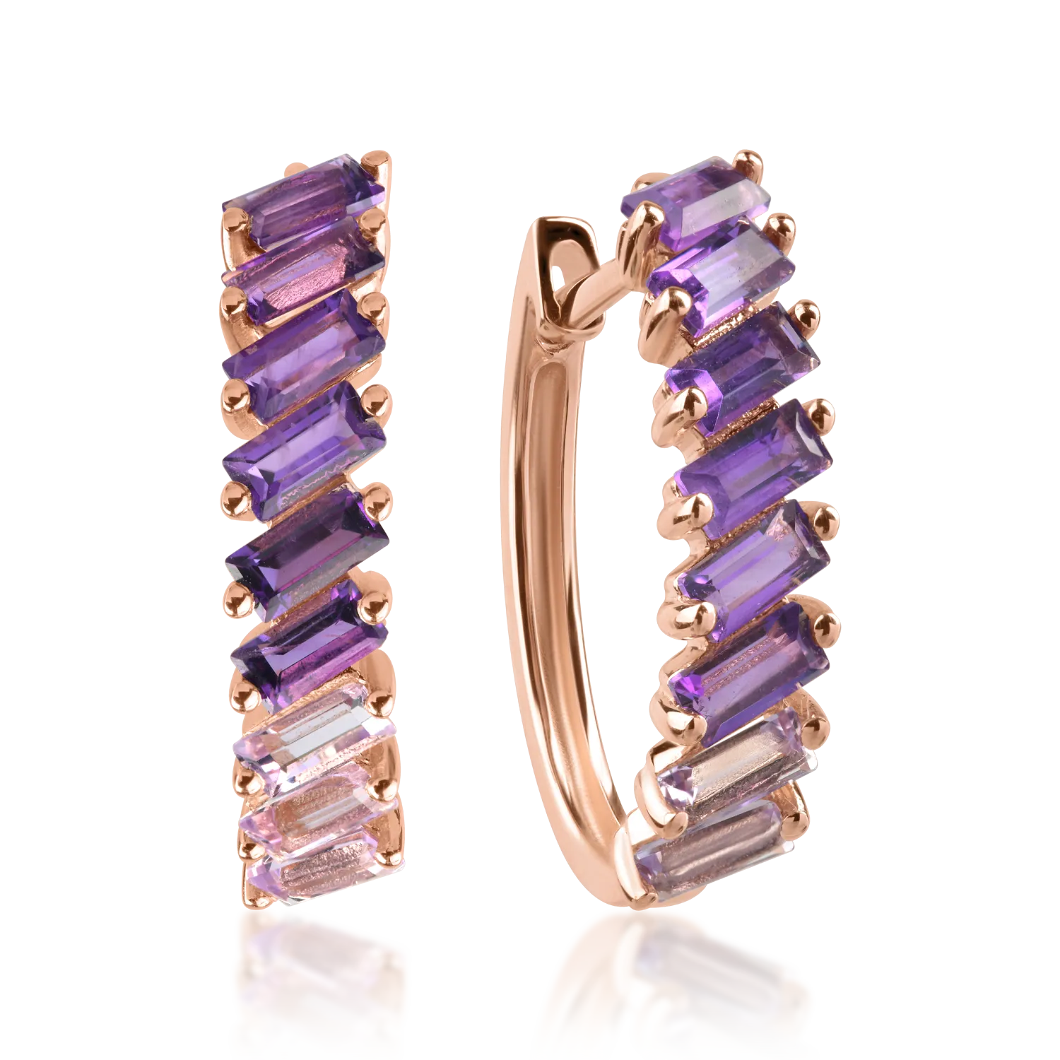 Cercei aur roz cu ametiste octogonale 1.7ct Cercei aur roz cu ametiste octogonale 1.7ct