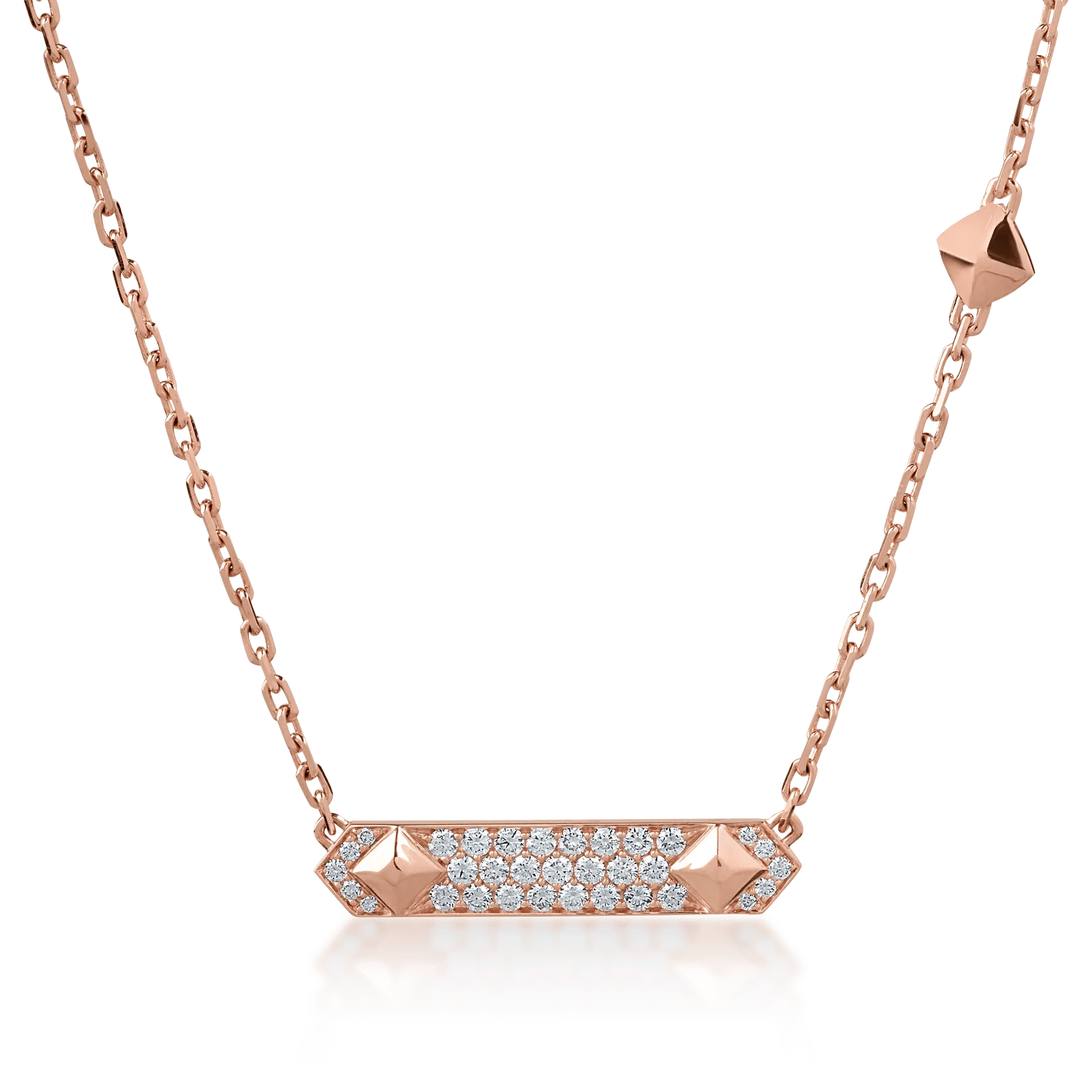 Lănțișor cu pandantiv din aur roz și diamante de 0.65ct Lănțișor cu pandantiv din aur roz și diamante de 0.65ct