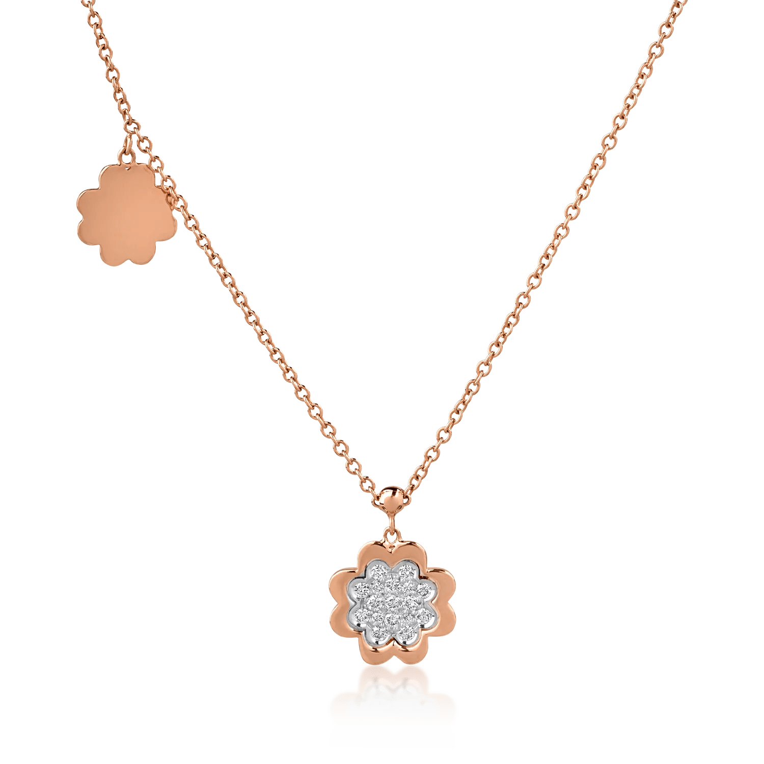 Lanț cu pandantiv din aur roz și diamante de 0.17ct Lanț cu pandantiv din aur roz și diamante de 0.17ct