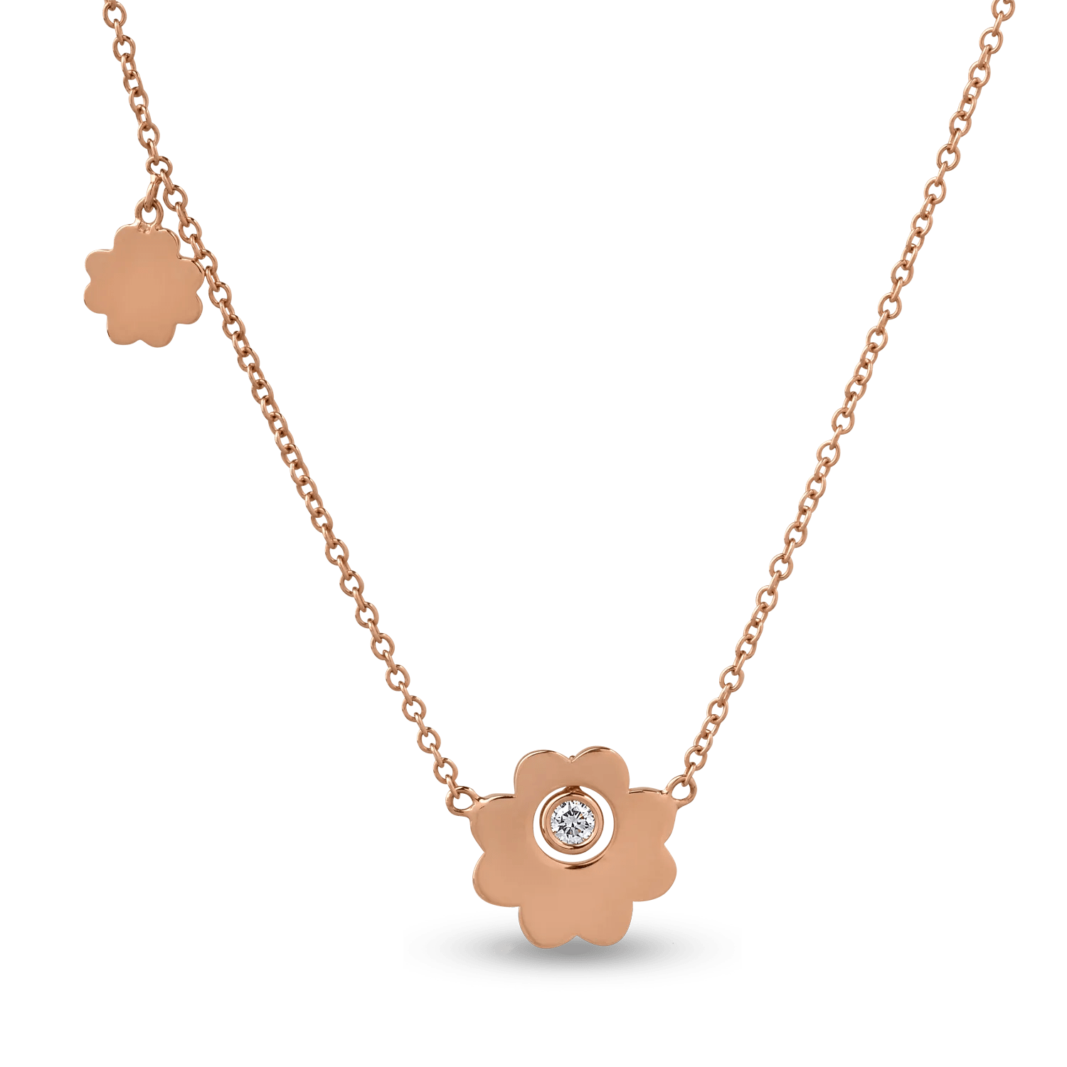 Lanț cu pandantiv din aur roz și diamant de 0.05ct Lanț cu pandantiv din aur roz și diamant de 0.05ct