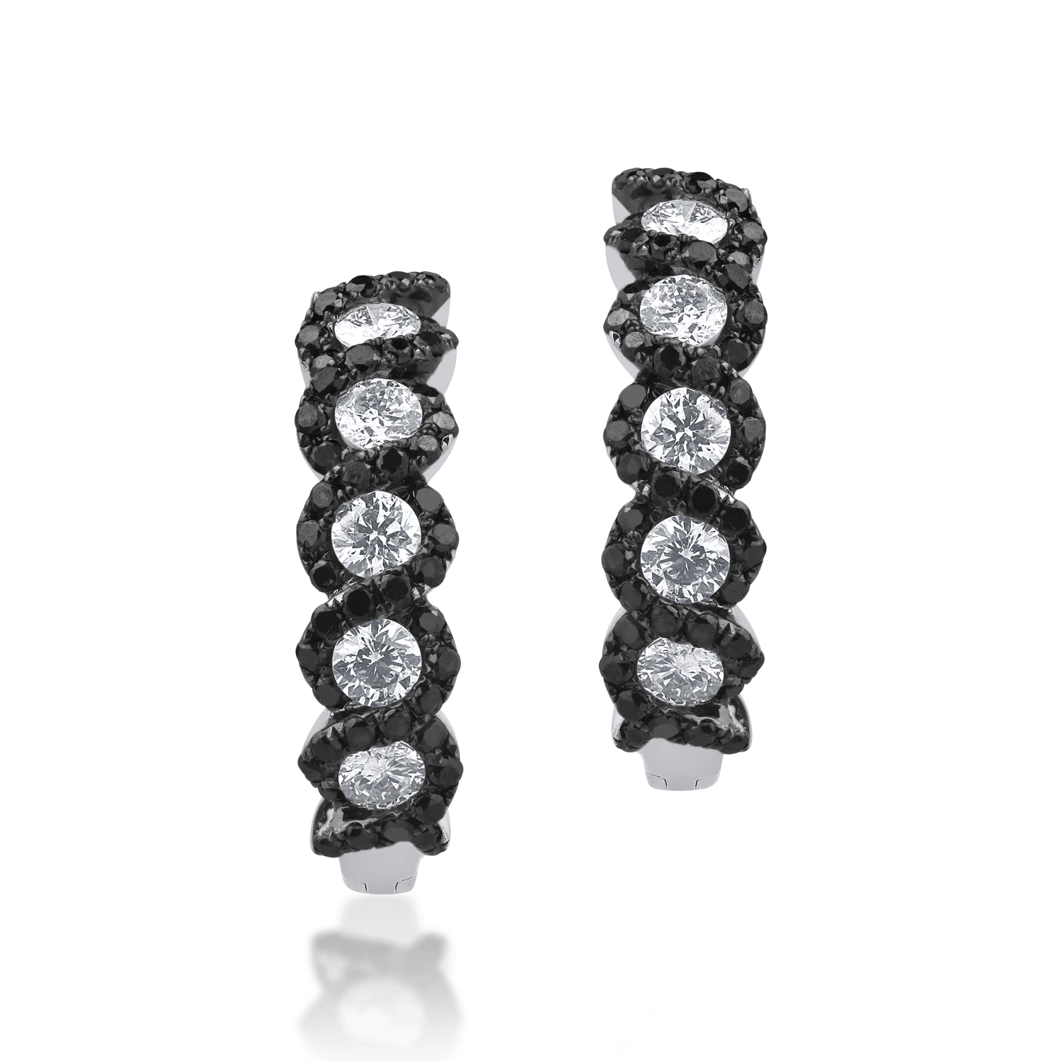 Cercei din aur alb cu diamante transparente de 0.54ct și diamante negre de 0.47ct – Teilor Cercei din aur alb cu diamante transparente de 0.54ct și diamante negre de 0.47ct – Teilor