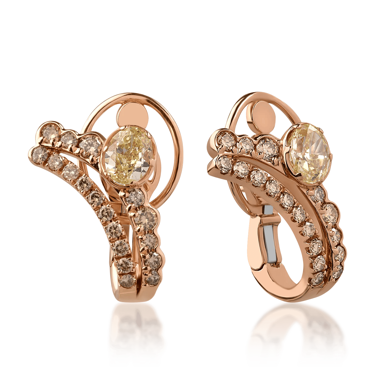 Cercei din aur roz cu diamante fancy galbene – Teilor Cercei din aur roz cu diamante fancy galbene - Teilor