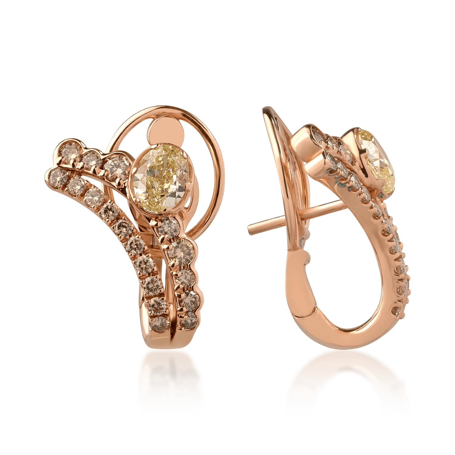 Cercei din aur roz cu diamante fancy galbene – Teilor Cercei din aur roz cu diamante fancy galbene - Teilor