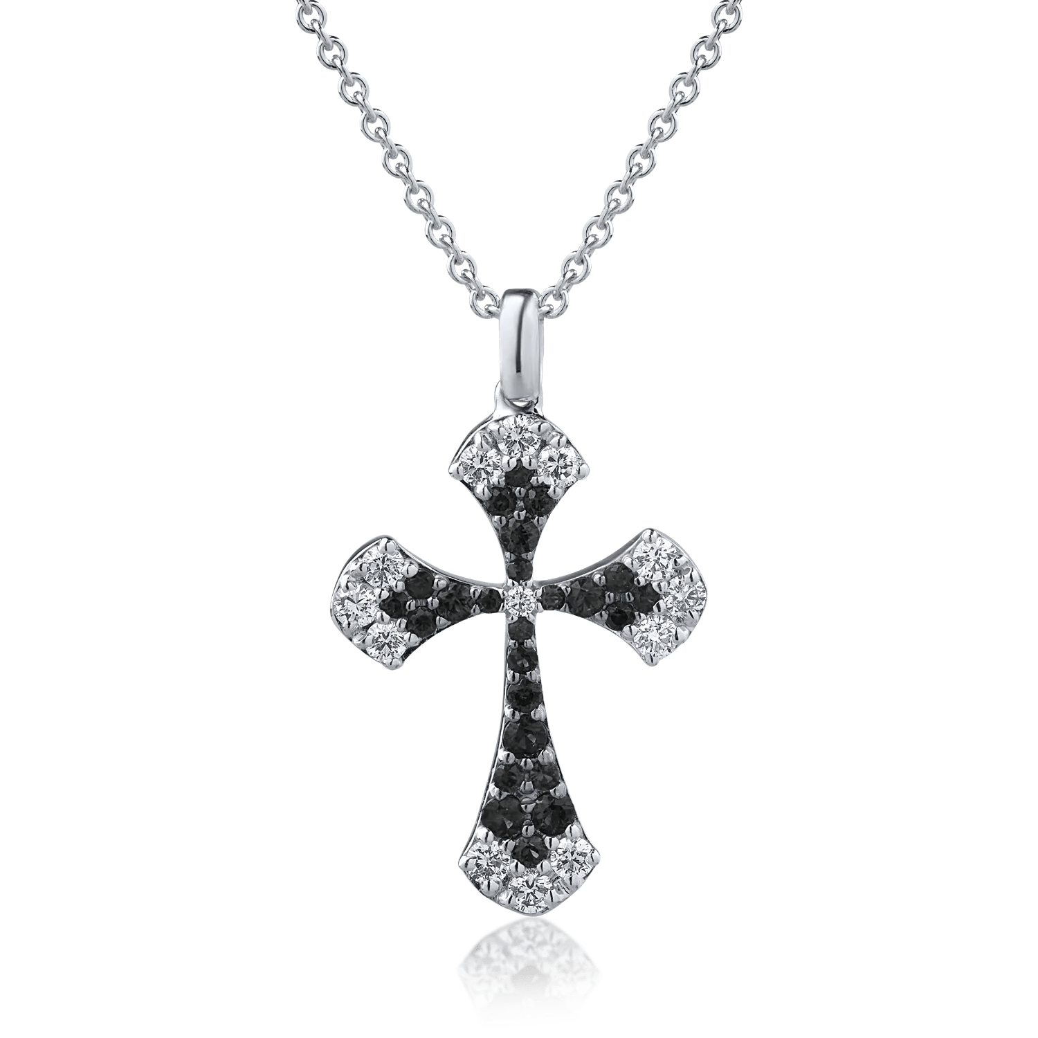 Lănțișor cu pandantiv cruce din aur alb cu diamante de 0.42ct și 0.45ct Lănțișor cu pandantiv cruce din aur alb cu diamante de 0.42ct și 0.45ct