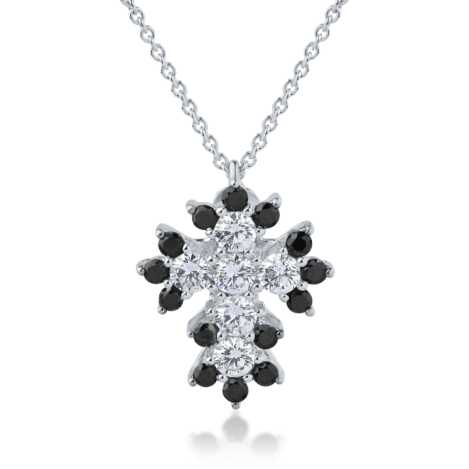 Lanț cu pandantiv cruce din aur alb cu diamante de 0.61ct și 0.41ct Lanț cu pandantiv cruce din aur alb cu diamante de 0.61ct și 0.41ct