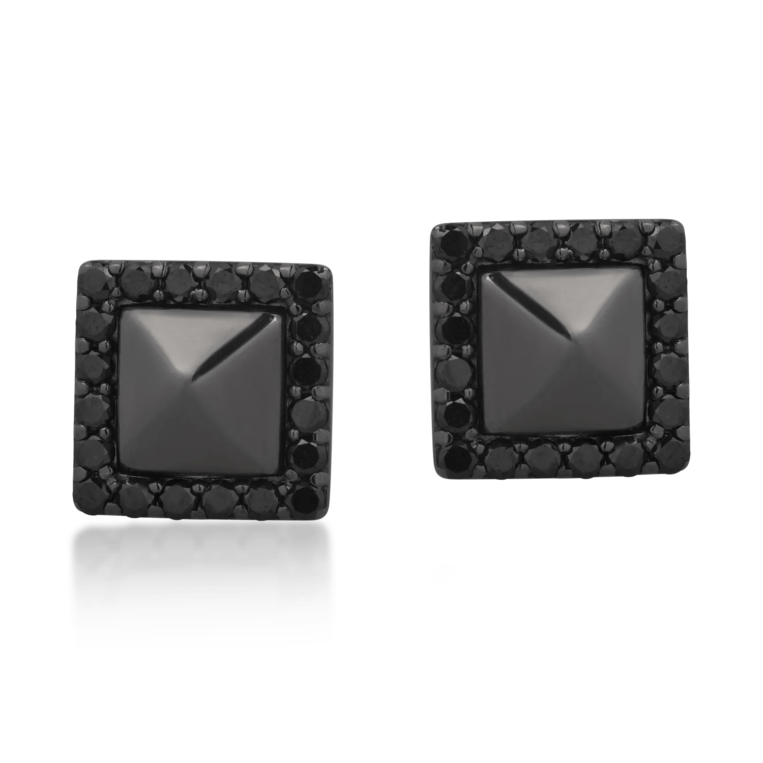 Cercei din aur negru cu diamante negre de 0.54ct și diamante transparente de 0.02ct – Teilor Cercei din aur negru cu diamante negre de 0.54ct și diamante transparente de 0.02ct – Teilor