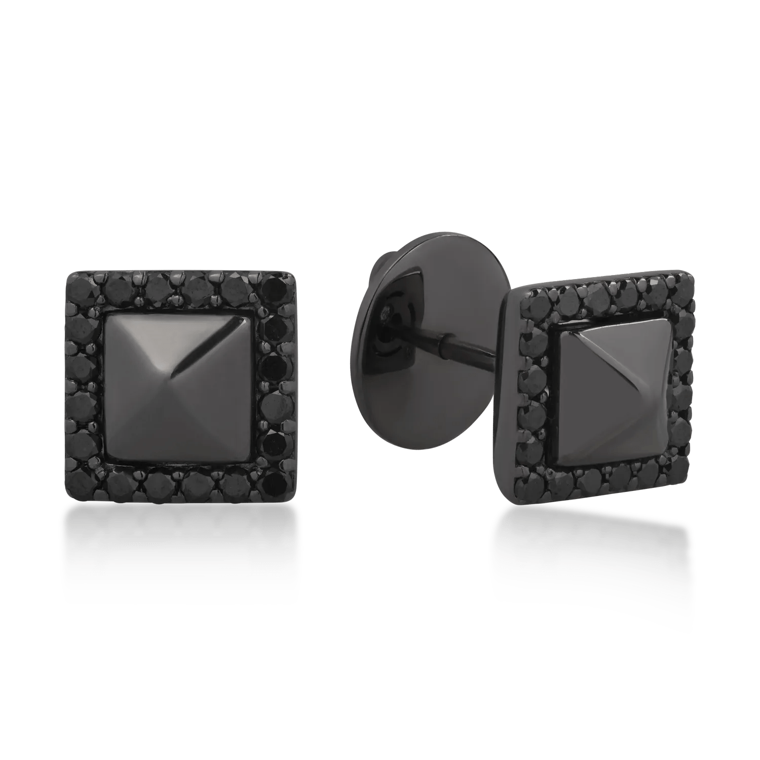 Cercei din aur negru cu diamante negre 0.54ct și diamante transparente 0.02ct Cercei din aur negru cu diamante negre 0.54ct și diamante transparente 0.02ct