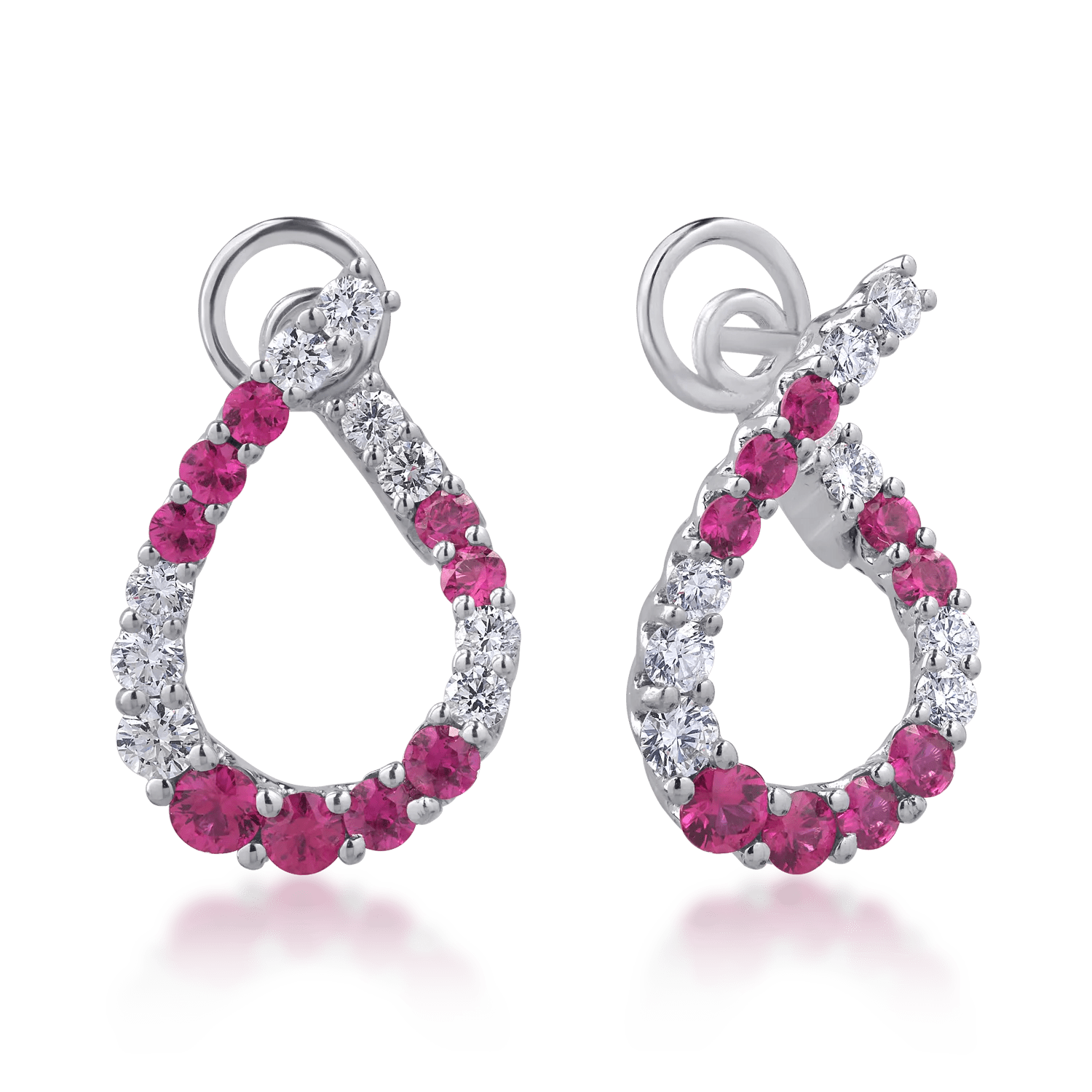 Cercei de aur alb cu rubine 1.55ct și diamante 1.09ct Cercei de aur alb cu rubine 1.55ct și diamante 1.09ct