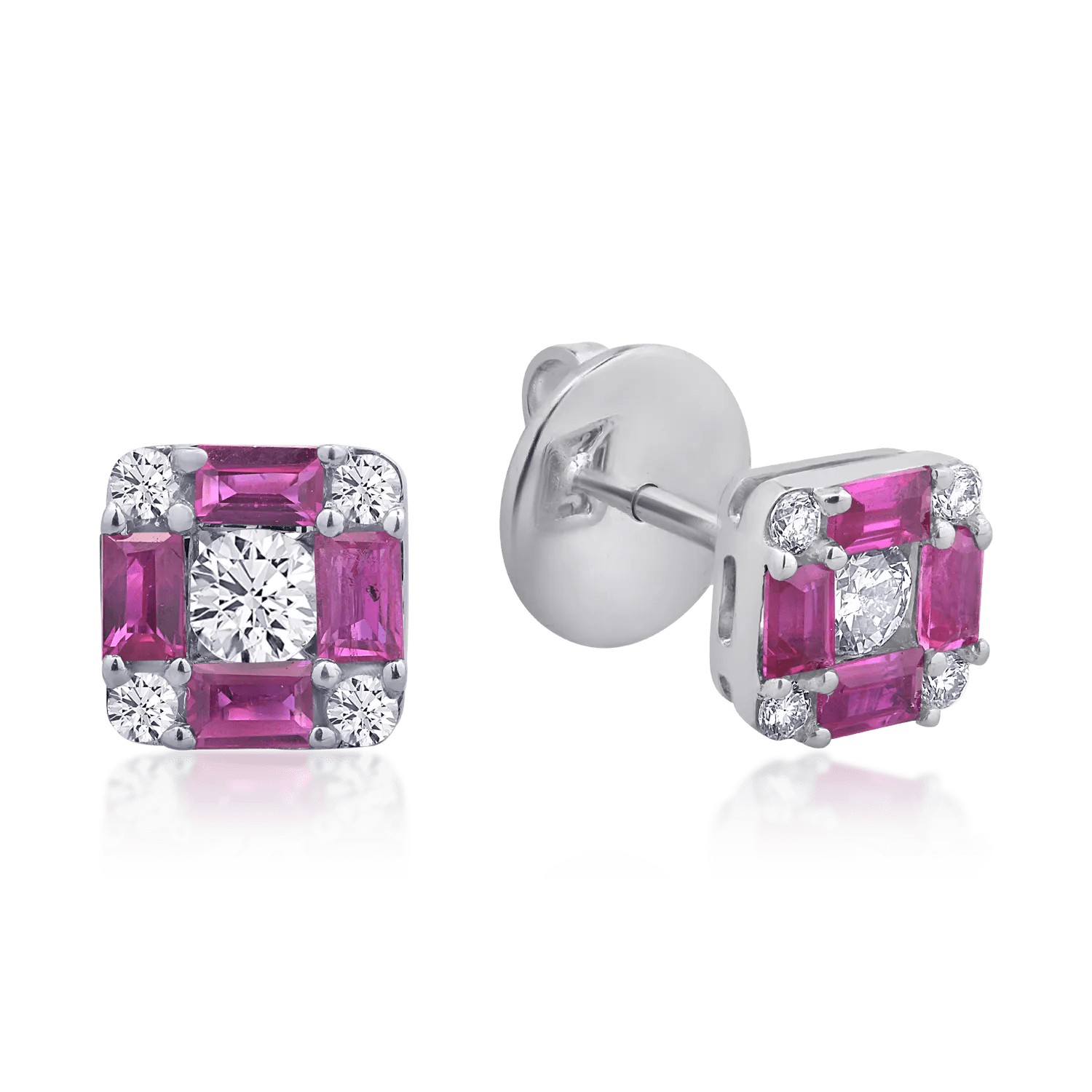 Cercei din aur alb cu rubine 0.94ct și diamante 0.38ct Cercei din aur alb cu rubine 0.94ct și diamante 0.38ct