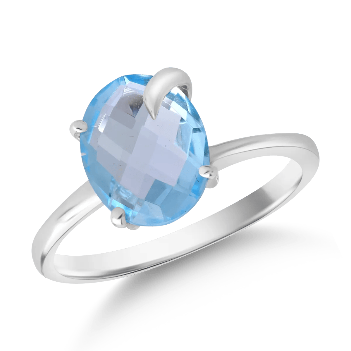 Inel din aur alb cu zirconia solitaire albastră – Teilor Inel din aur alb cu zirconia solitaire albastră – Teilor
