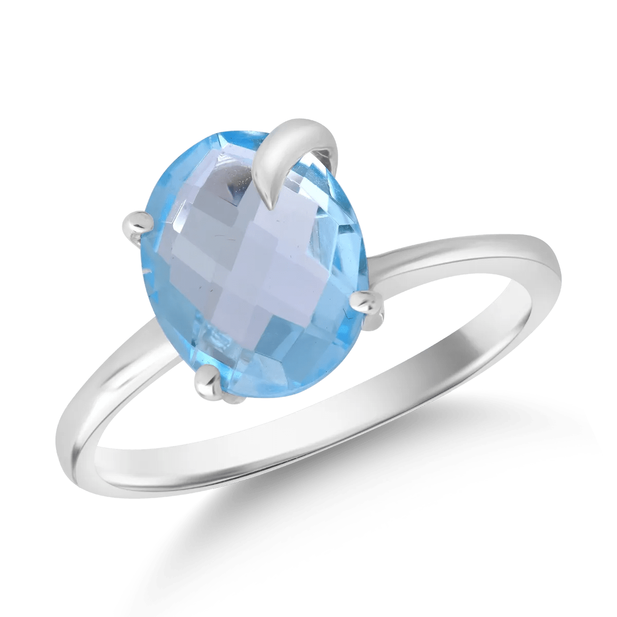 Inel din aur alb cu zirconia albastră Inel din aur alb cu zirconia albastră