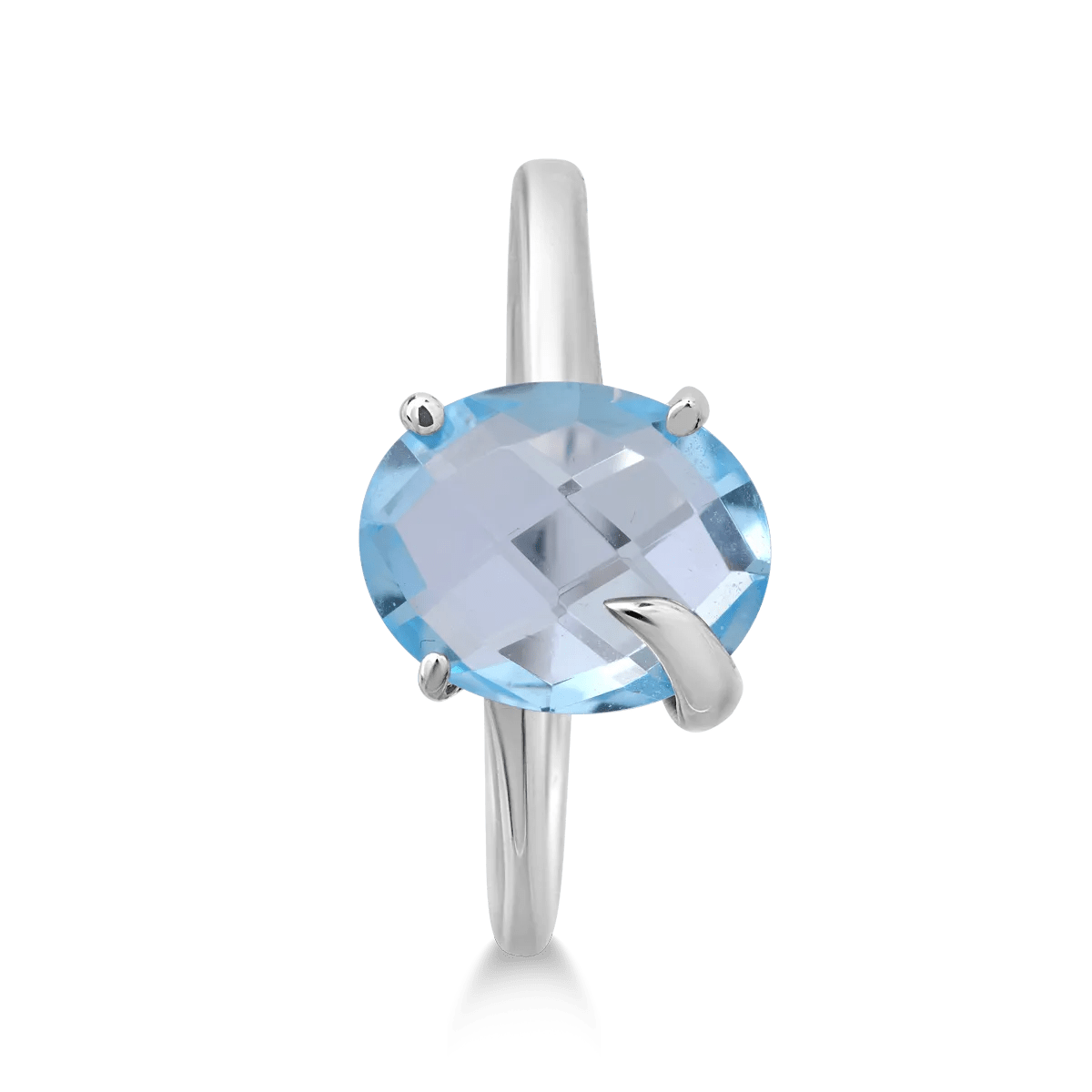 Inel din aur alb cu zirconia albastră – bijuterii teilor Inel din aur alb cu zirconia albastră - bijuterii teilor