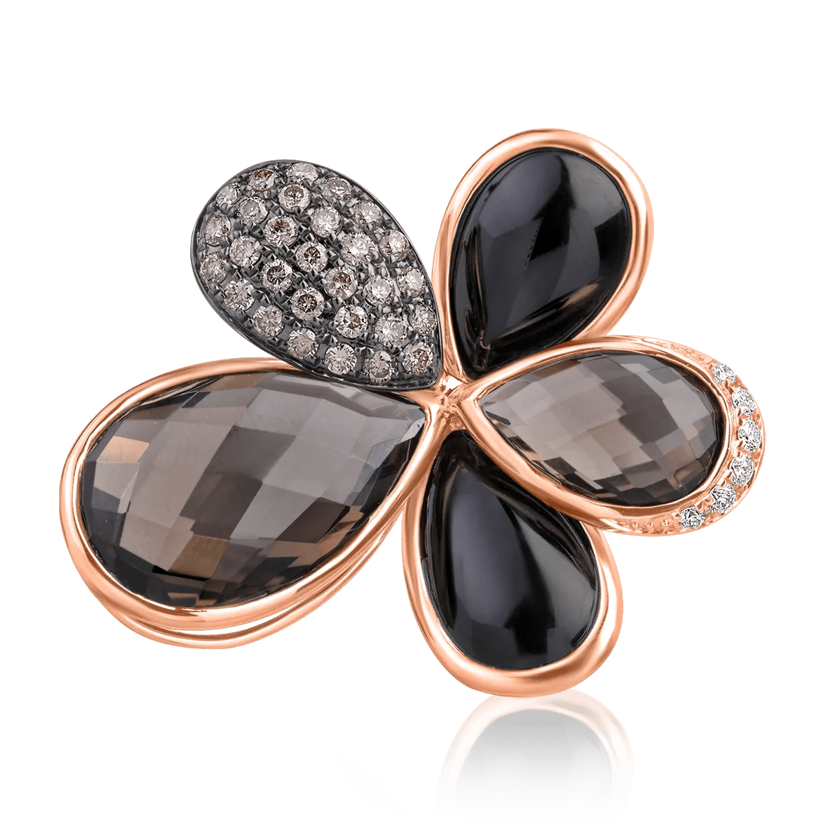 Pandantiv floare din aur roz cu pietre prețioase și semiprețioase de 20.98ct Pandantiv floare din aur roz cu pietre prețioase și semiprețioase de 20.98ct