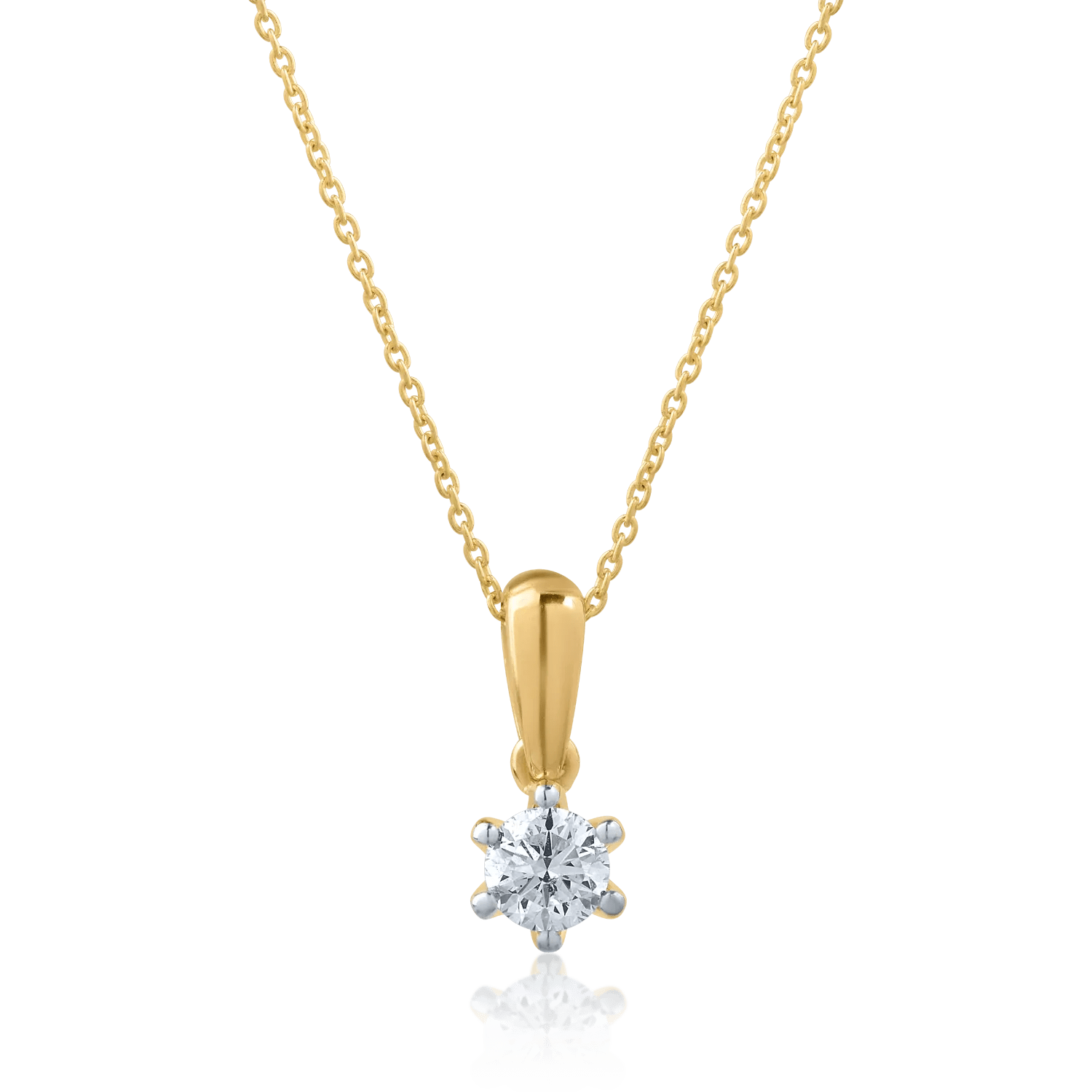 Lanț cu pandantiv din aur galben și diamant de 0.158ct Lanț cu pandantiv din aur galben și diamant de 0.158ct