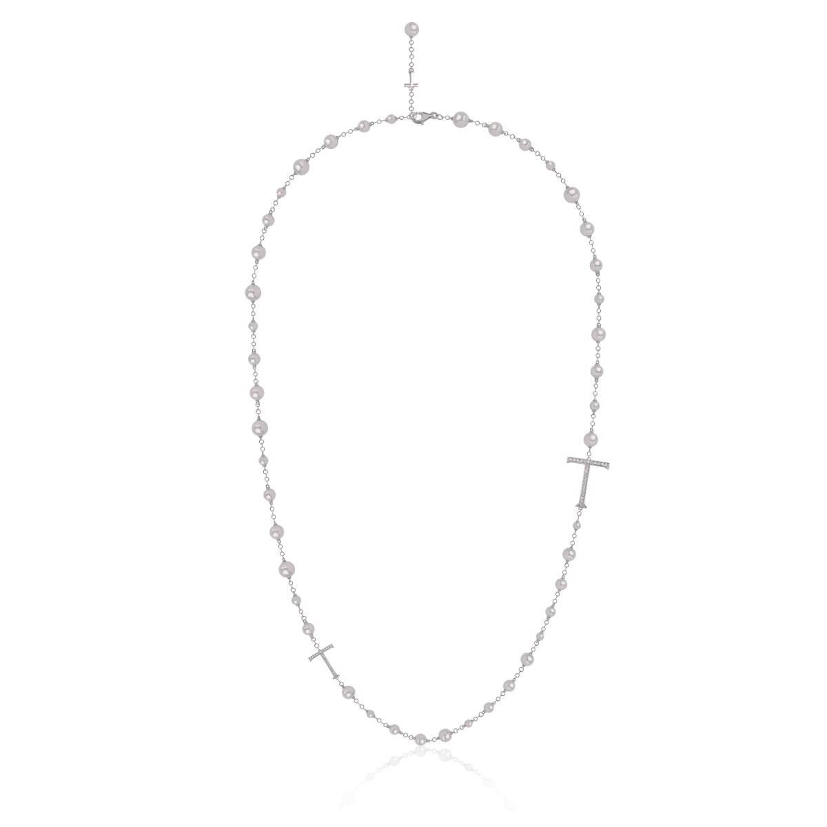 Colier din aur alb cu perle de cultură de 107.05ct și diamante de 0.5ct Colier din aur alb cu perle de cultură de 107.05ct și diamante de 0.5ct