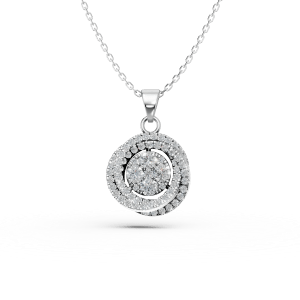 Lanț cu pandantiv geometric din aur alb și diamante de 0.3ct Lanț cu pandantiv geometric din aur alb și diamante de 0.3ct