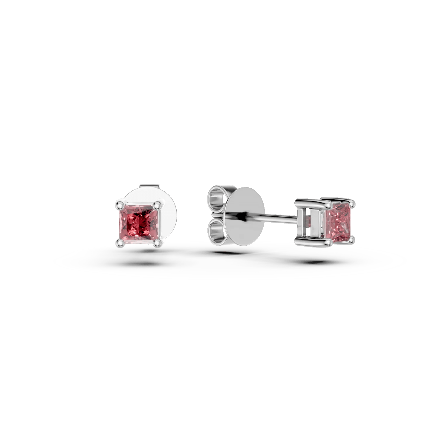Cercei din aur alb cu rubine tăietură princess de 0.145ct Cercei din aur alb cu rubine tăietură princess de 0.145ct