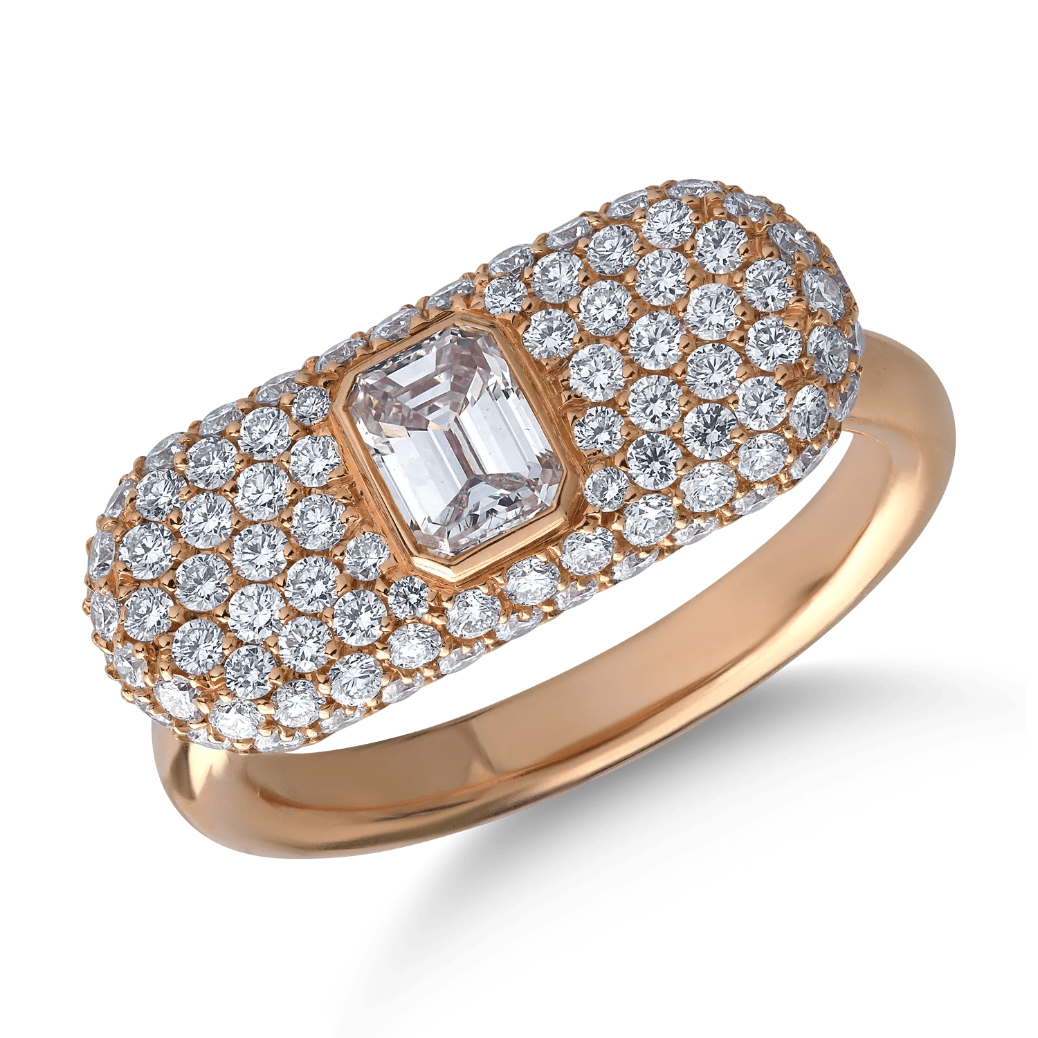 Inel din aur roz cu diamante de 0.5ct și 0.9ct Inel din aur roz cu diamante de 0.5ct și 0.9ct