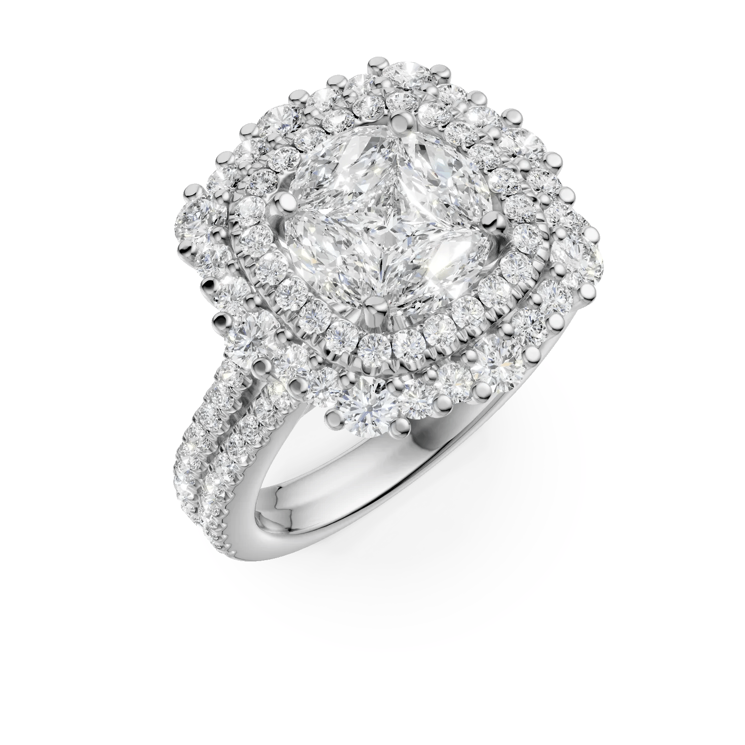 Inel din aur alb cu diamante princess, marquise şi rotunde de 1.7ct – Teilor Inel din aur alb cu diamante princess, marquise şi rotunde de 1.7ct – Teilor