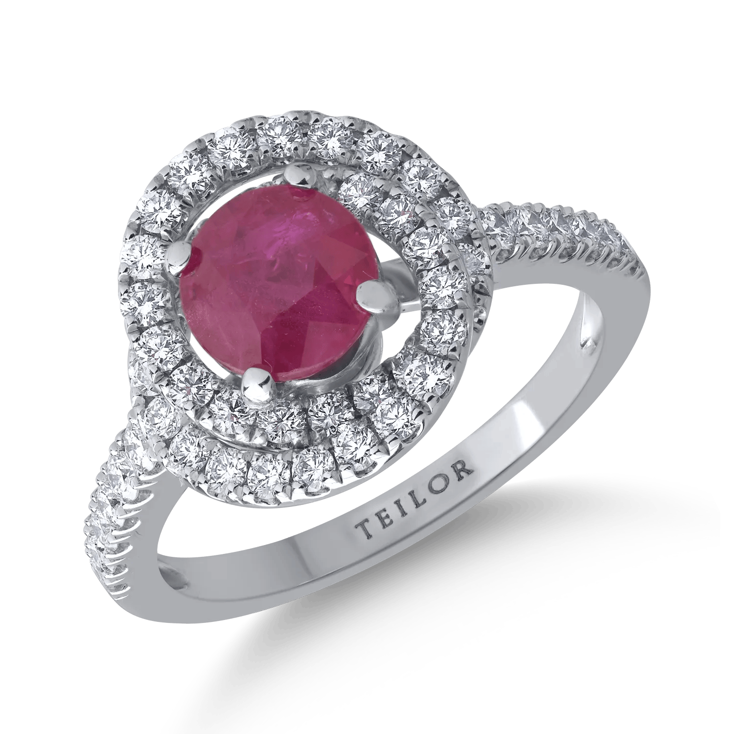 Inel din aur alb cu rubin de 1.63ct și diamante de 0.77ct – Teilor Inel din aur alb cu rubin de 1.63ct și diamante de 0.77ct – Teilor