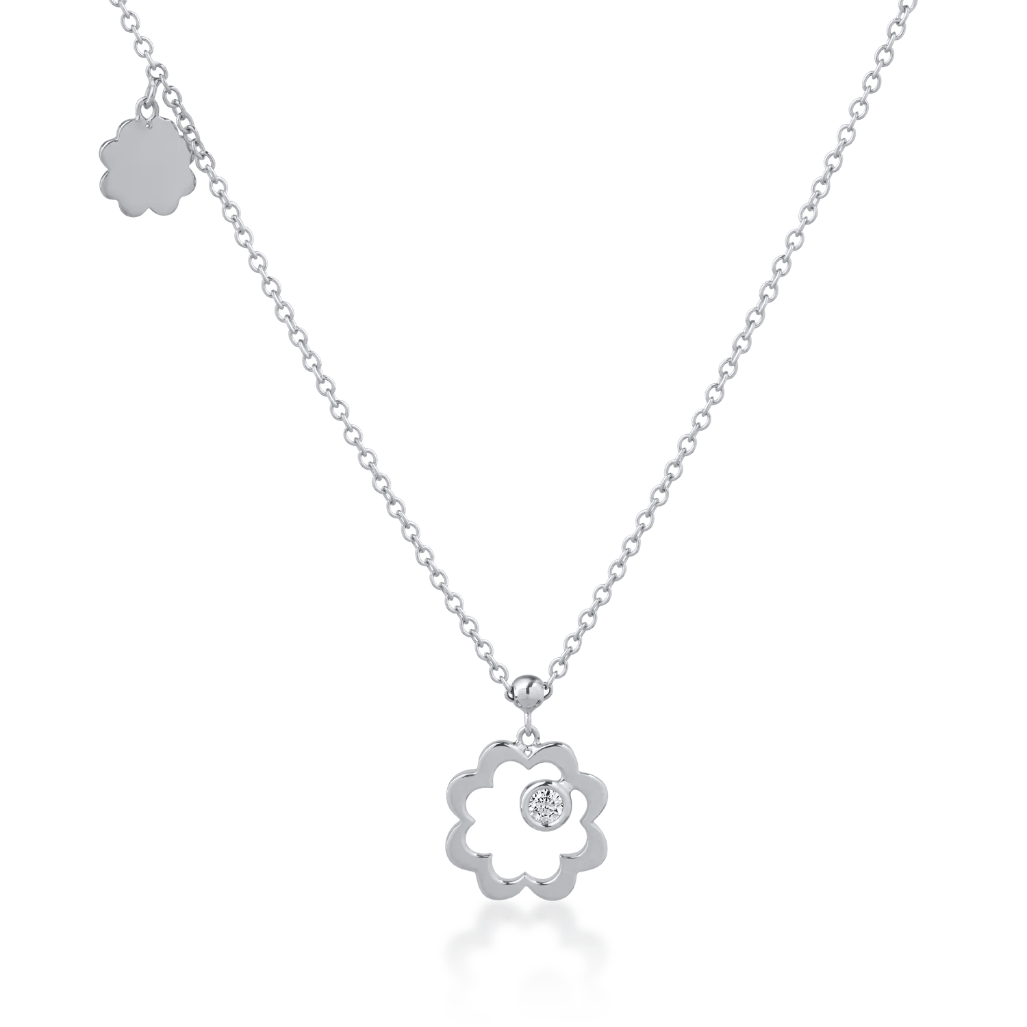 Lanț cu pandantiv din aur alb și diamant de 0.05ct Lanț cu pandantiv din aur alb și diamant de 0.05ct