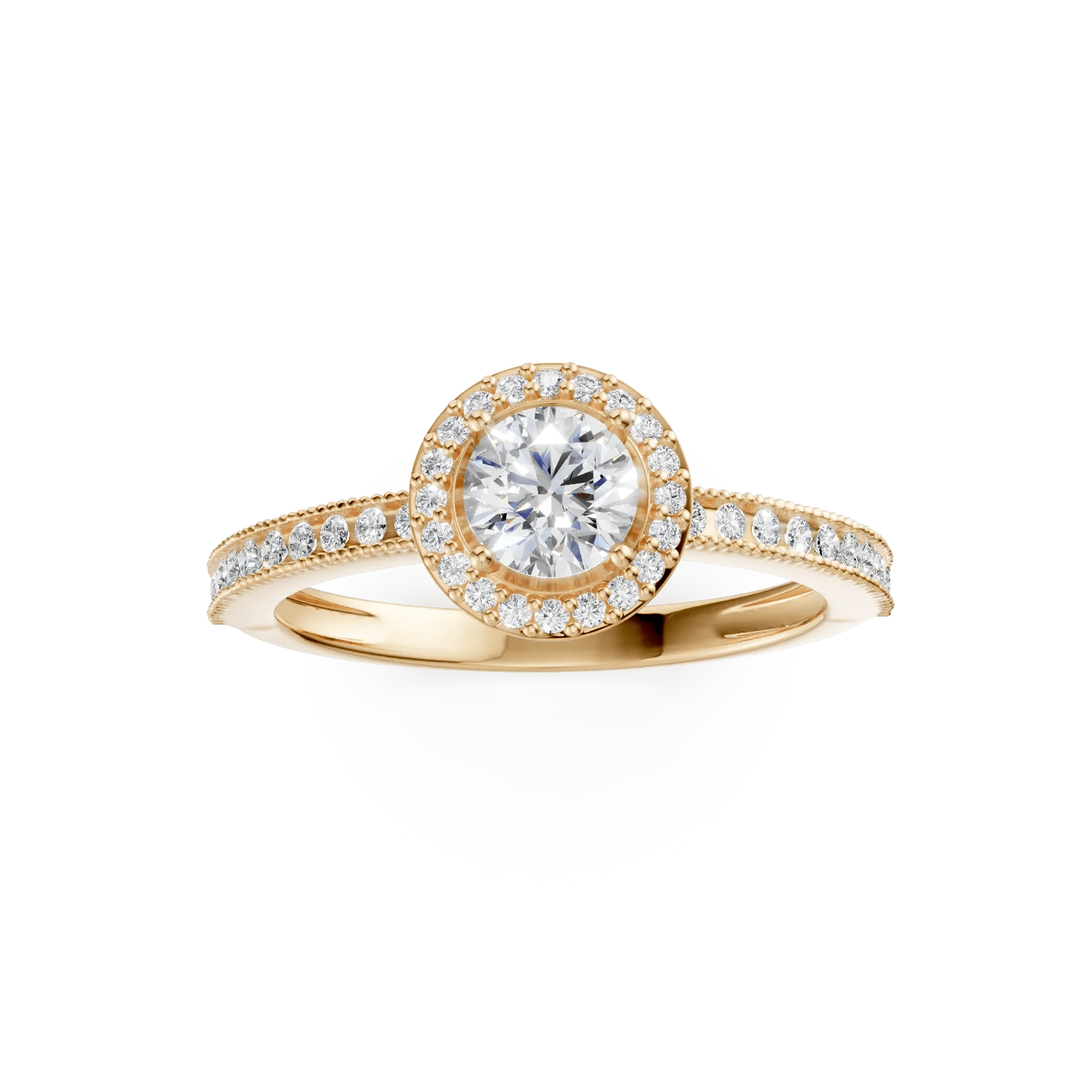 Inel de logodnă aur galben zirconii halo Inel de logodnă aur galben zirconii halo