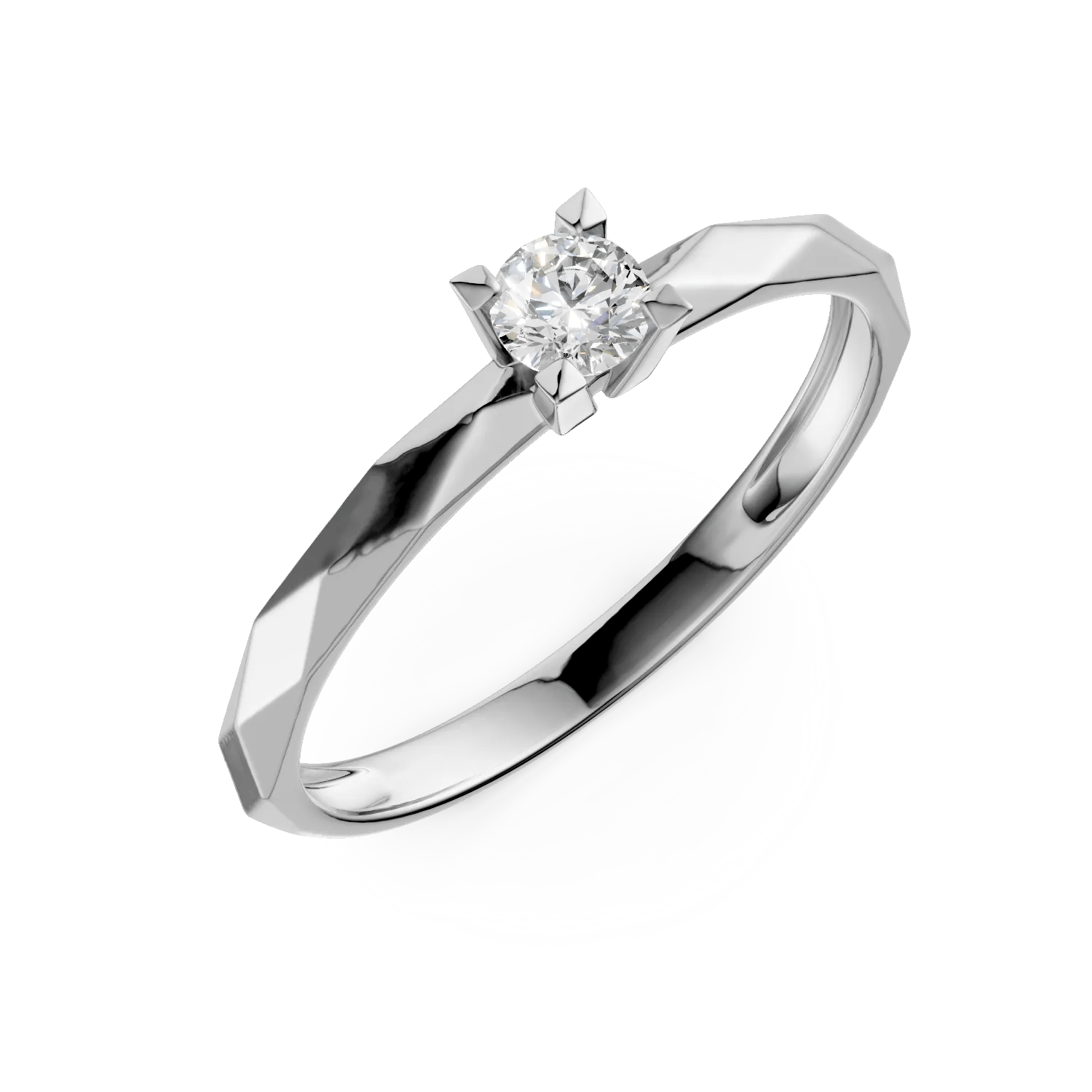 Inel de logodnă din aur alb cu zirconia solitaire – Teilor Inel de logodnă din aur alb cu zirconia solitaire – Teilor