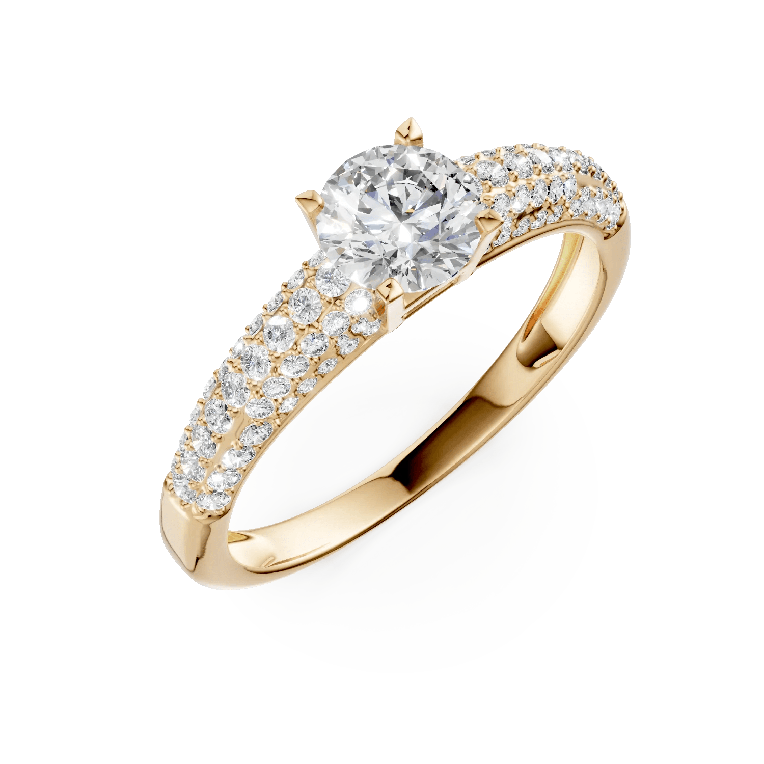 Inel de logodnă aur galben cu zirconii Inel de logodnă aur galben cu zirconii