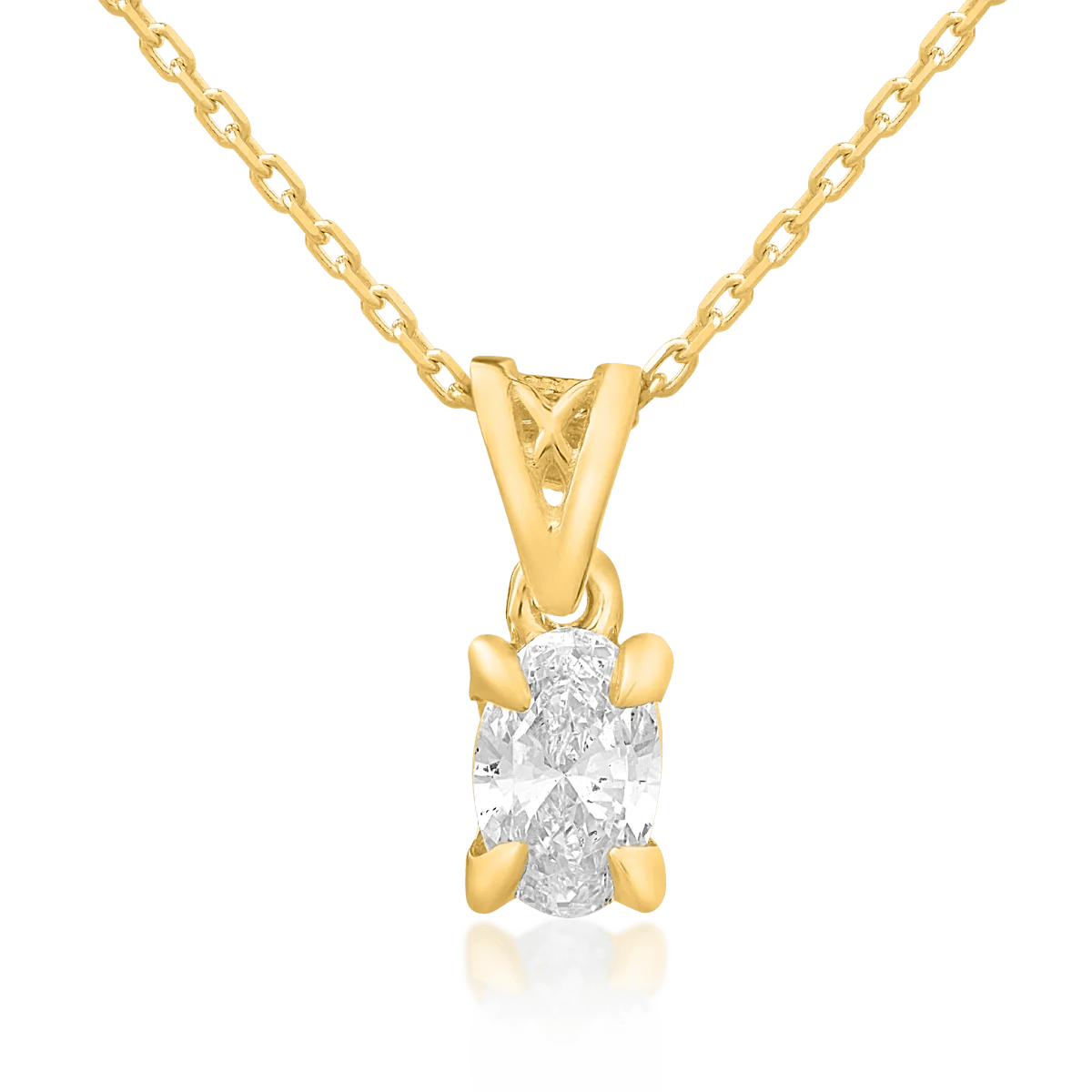 Lanț cu pandantiv din aur galben și diamant oval de 0.4ct Lanț cu pandantiv din aur galben și diamant oval de 0.4ct