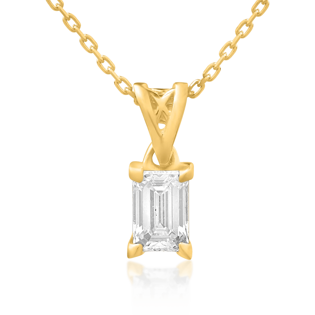 Lănțișor cu pandantiv din aur galben cu diamant emerald 0.4ct Lănțișor cu pandantiv din aur galben cu diamant emerald 0.4ct