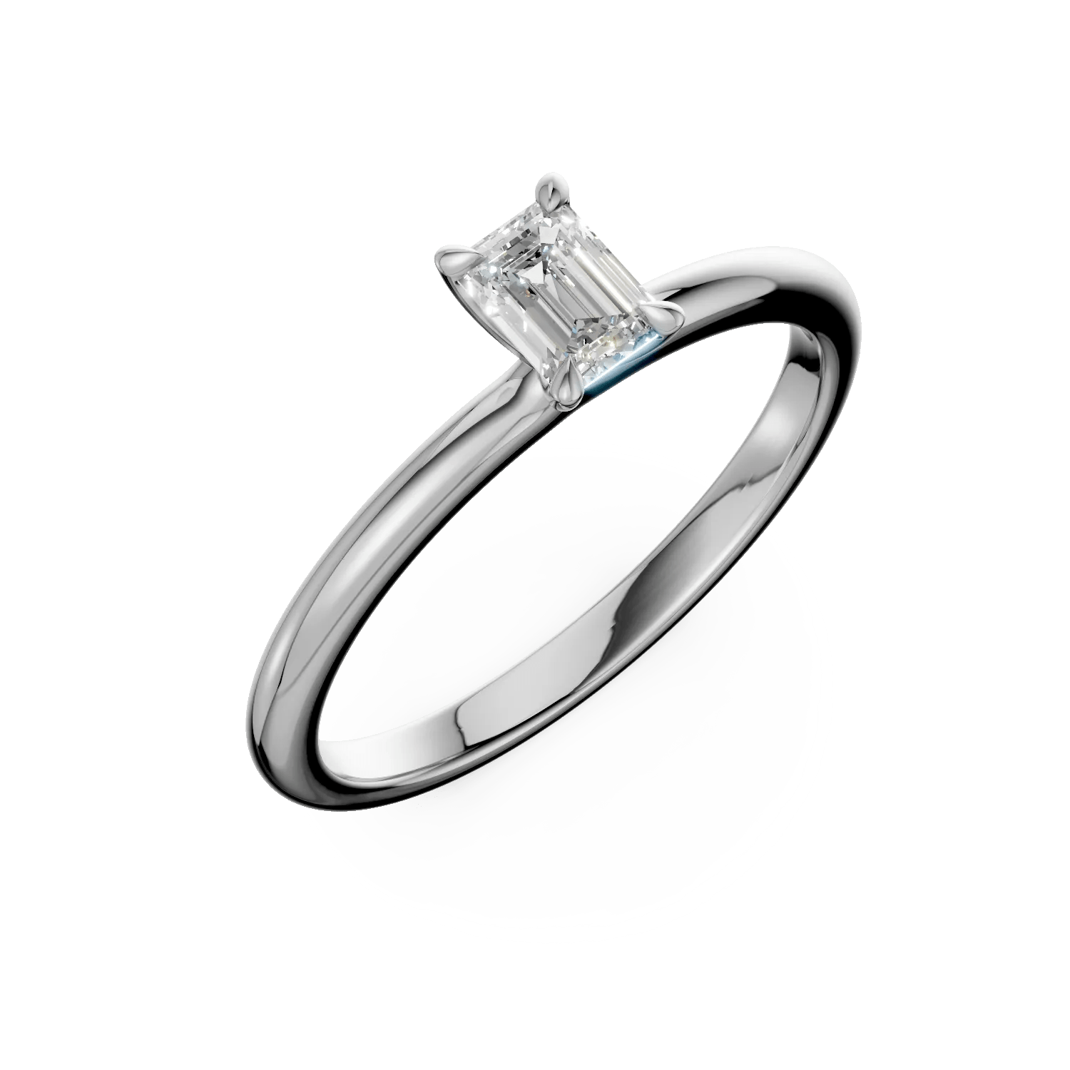 Inel aur alb cu diamant emerald solitaire 0.4ct Inel aur alb cu diamant emerald solitaire 0.4ct