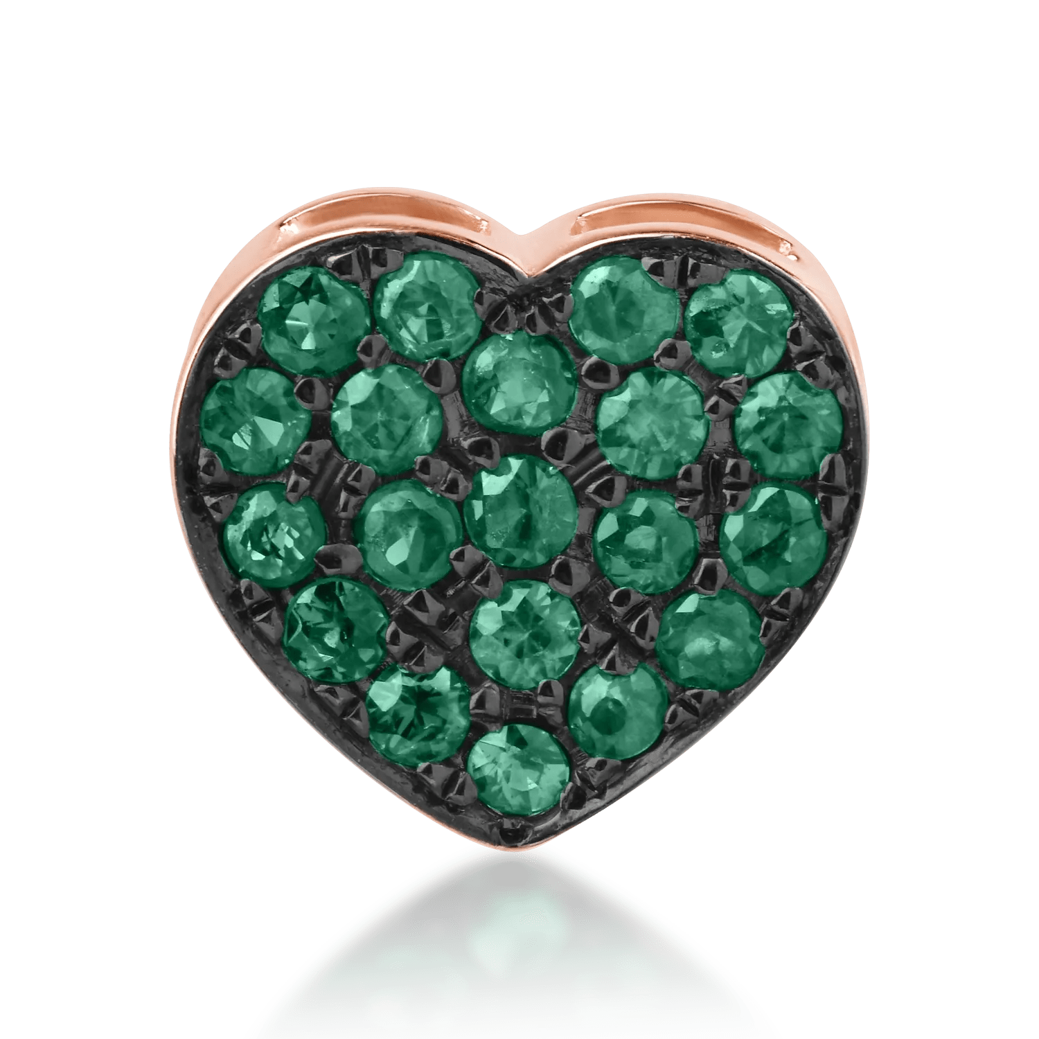 Pandantiv inimă din aur roz cu smaralde 0.16ct Pandantiv inimă din aur roz cu smaralde 0.16ct