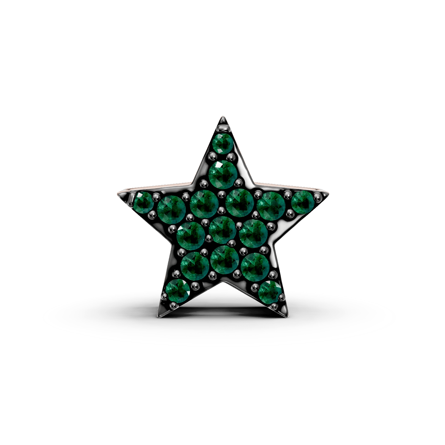 Pandantiv steluță din aur roz cu smaralde de 0.07ct Pandantiv steluță din aur roz cu smaralde de 0.07ct